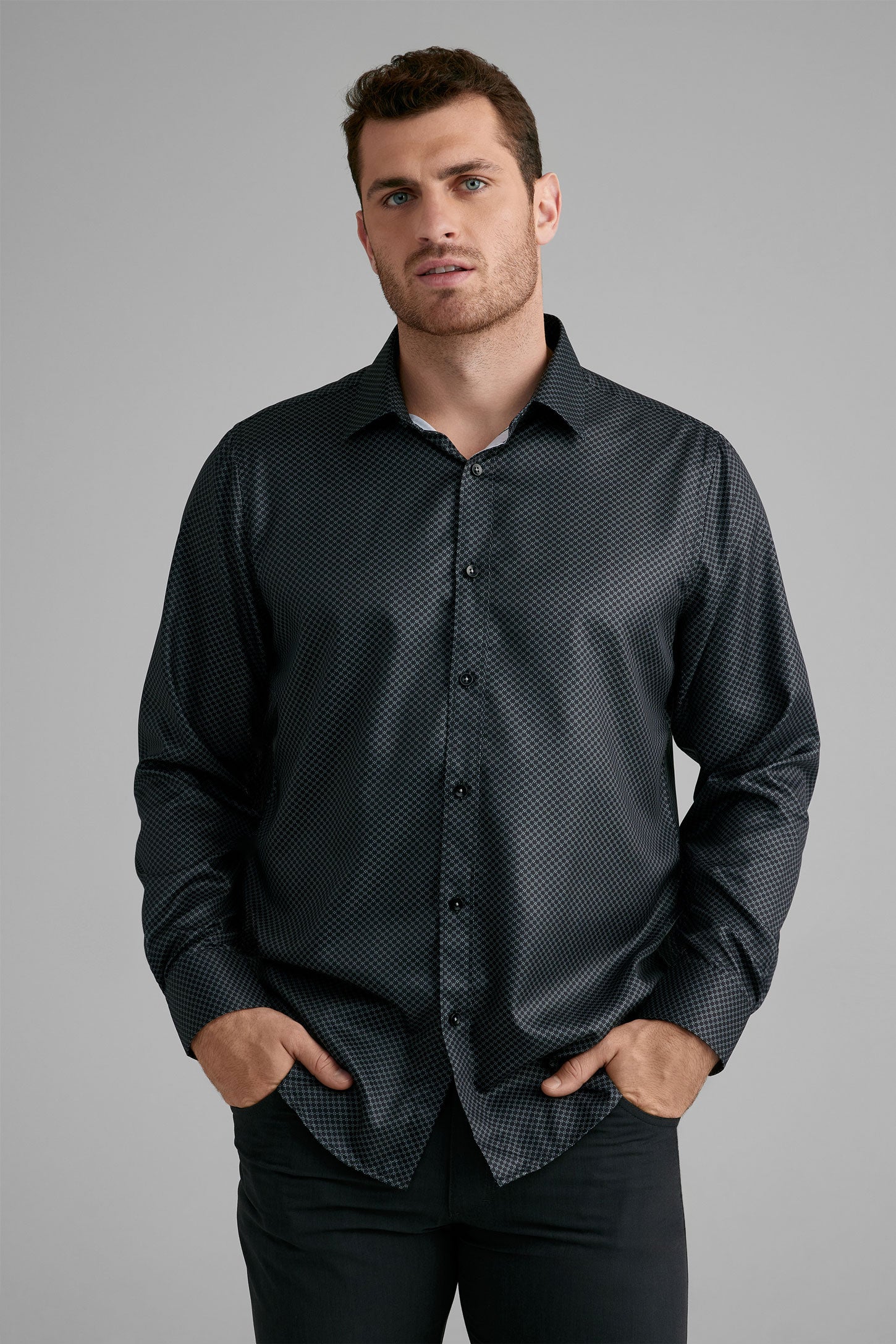 Chemise coupe ajustée en coton - Homme && NOIR