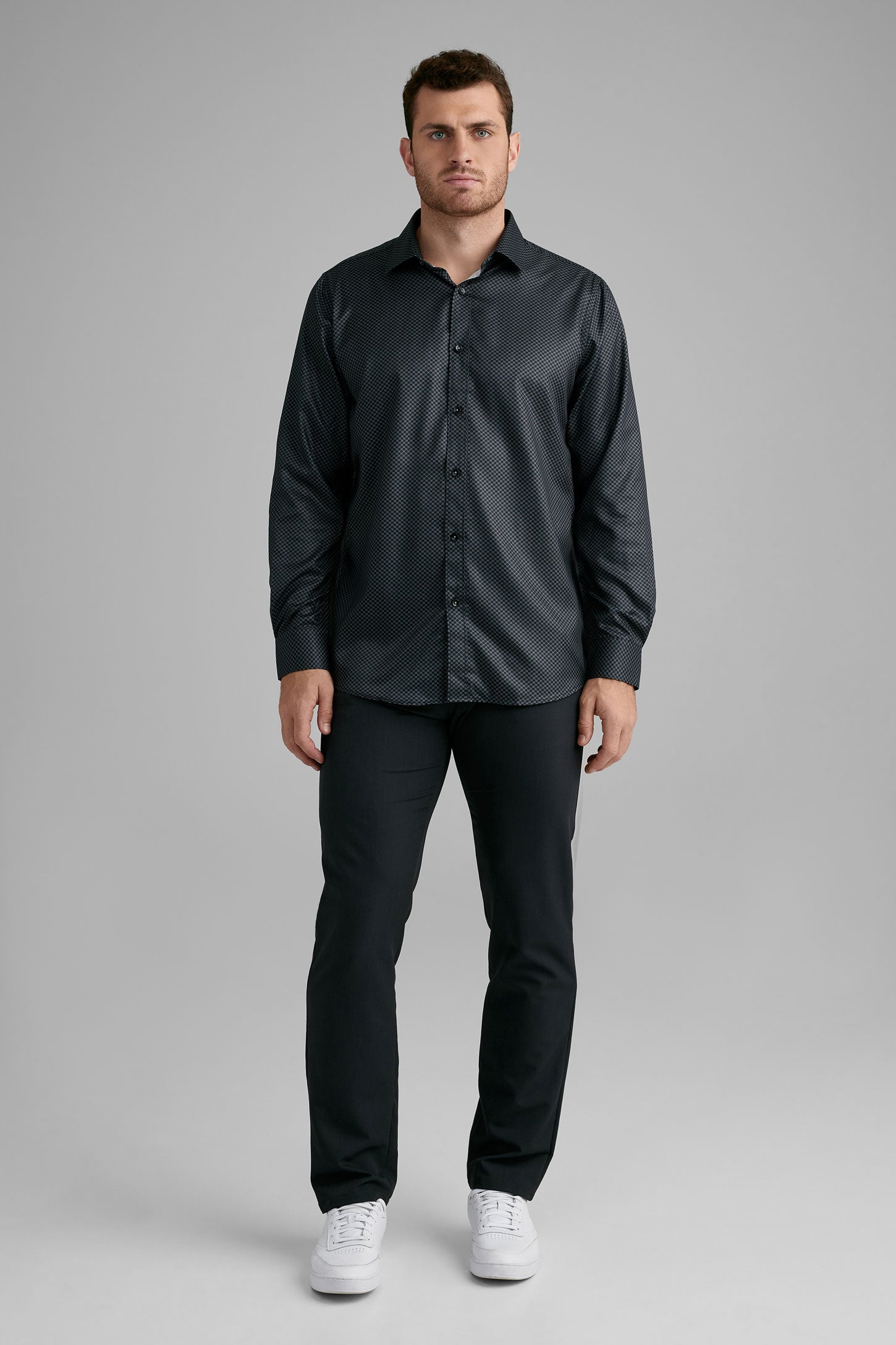 Chemise coupe ajustée en coton - Homme && NOIR