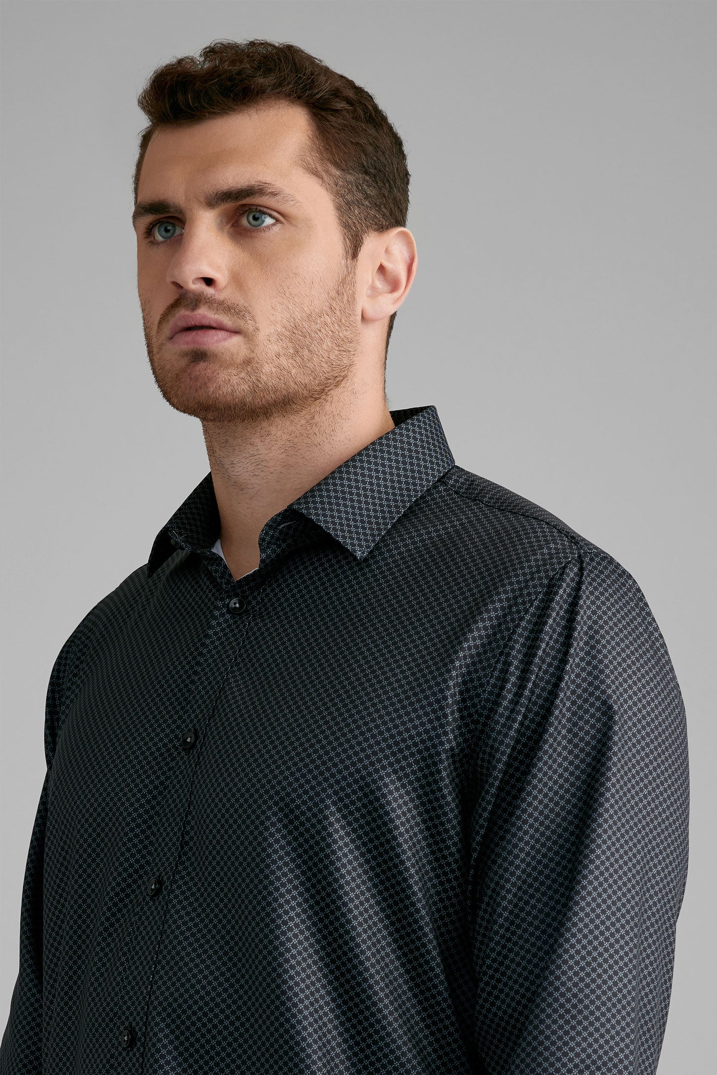 Chemise coupe ajustée en coton - Homme && NOIR