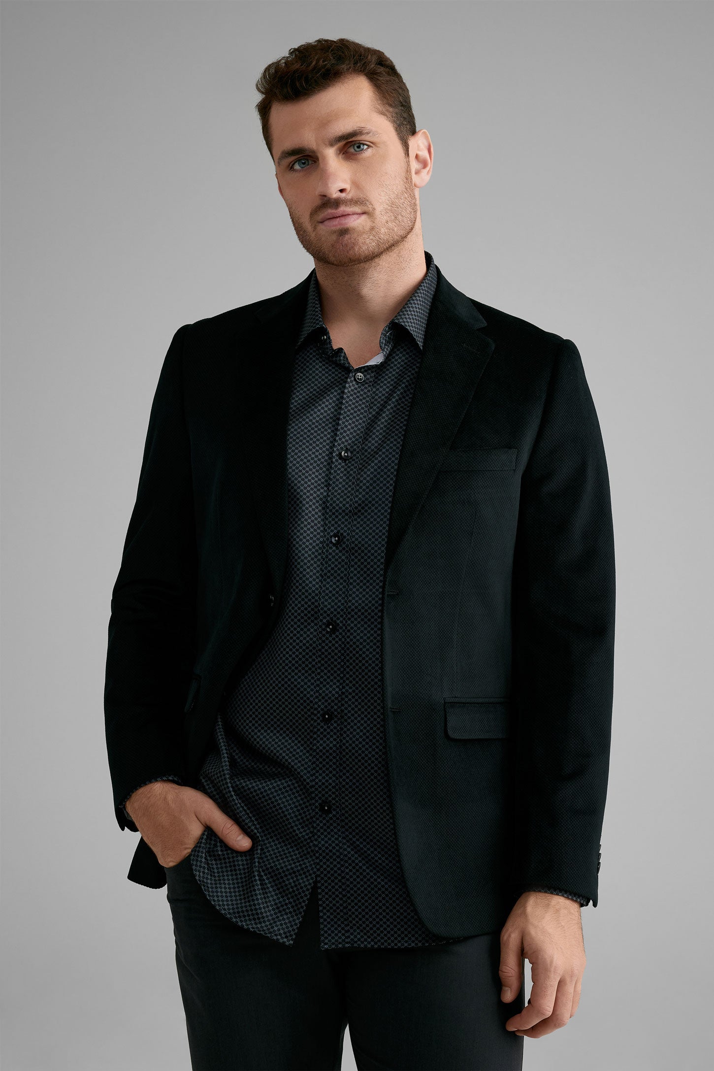 Chemise coupe ajustée en coton - Homme && NOIR