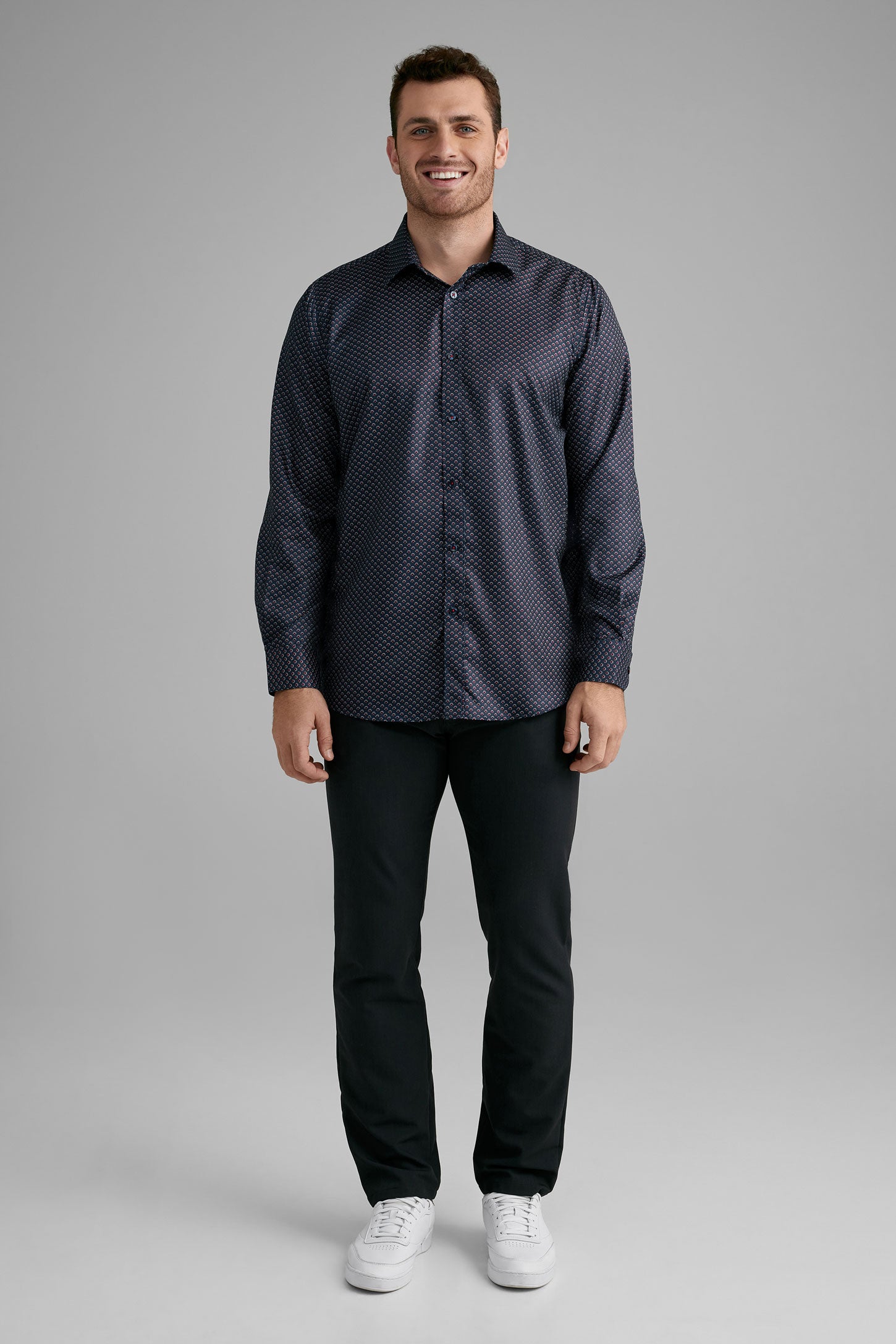 Chemise coupe ajustée en coton - Homme && BLEU MARINE