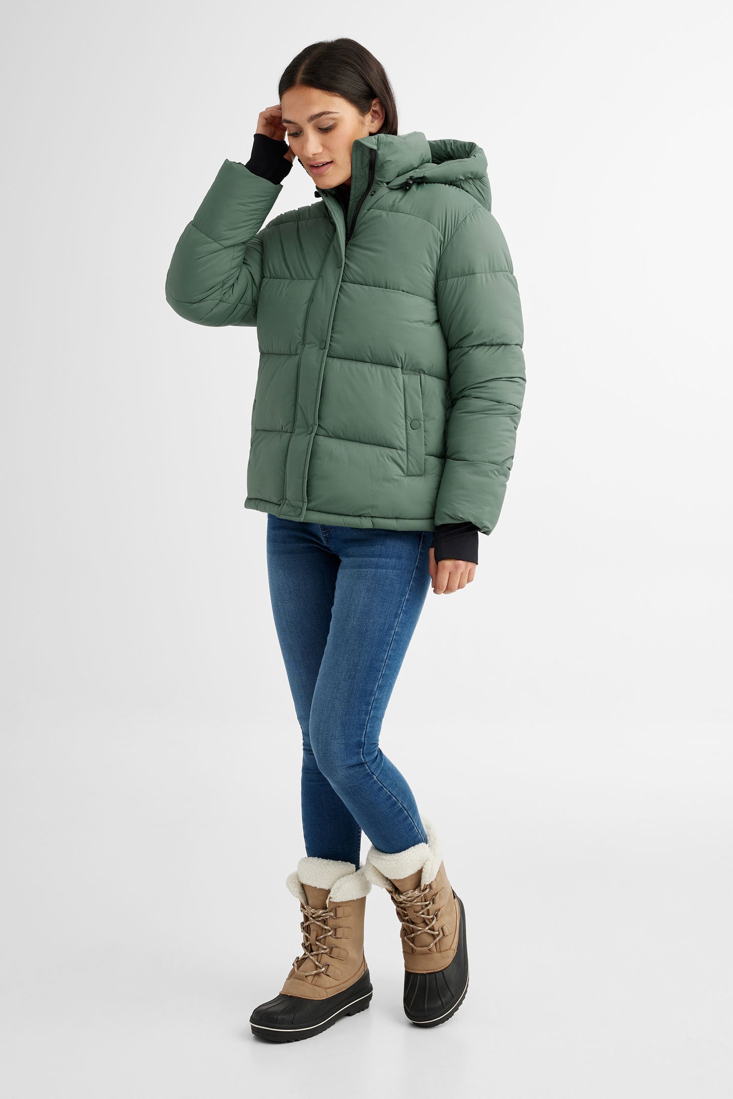 Manteau d hiver Puffer court en Ripstop Femme