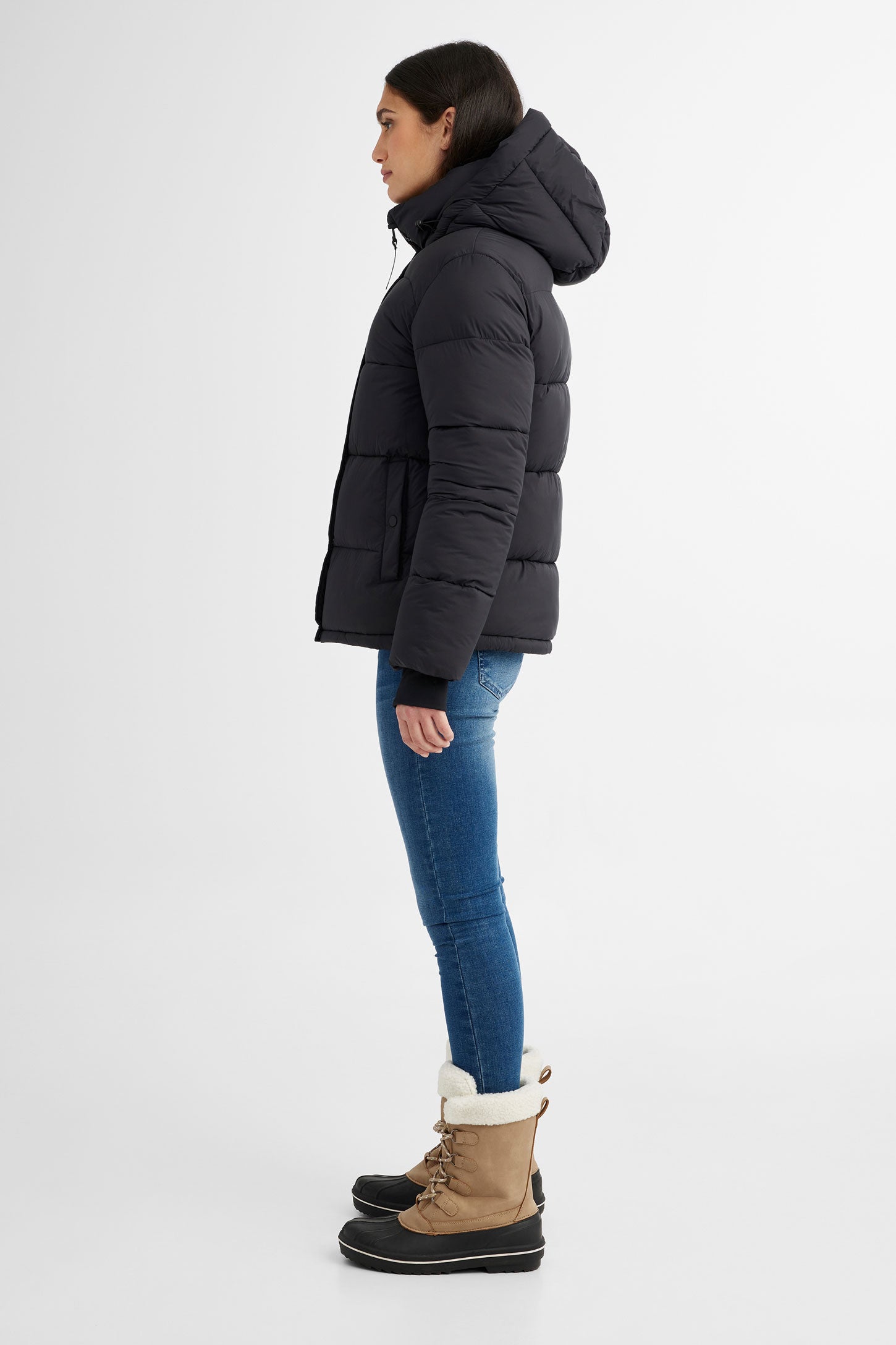 Manteau d'hiver ''Puffer'' court en Ripstop - Femme && NOIR