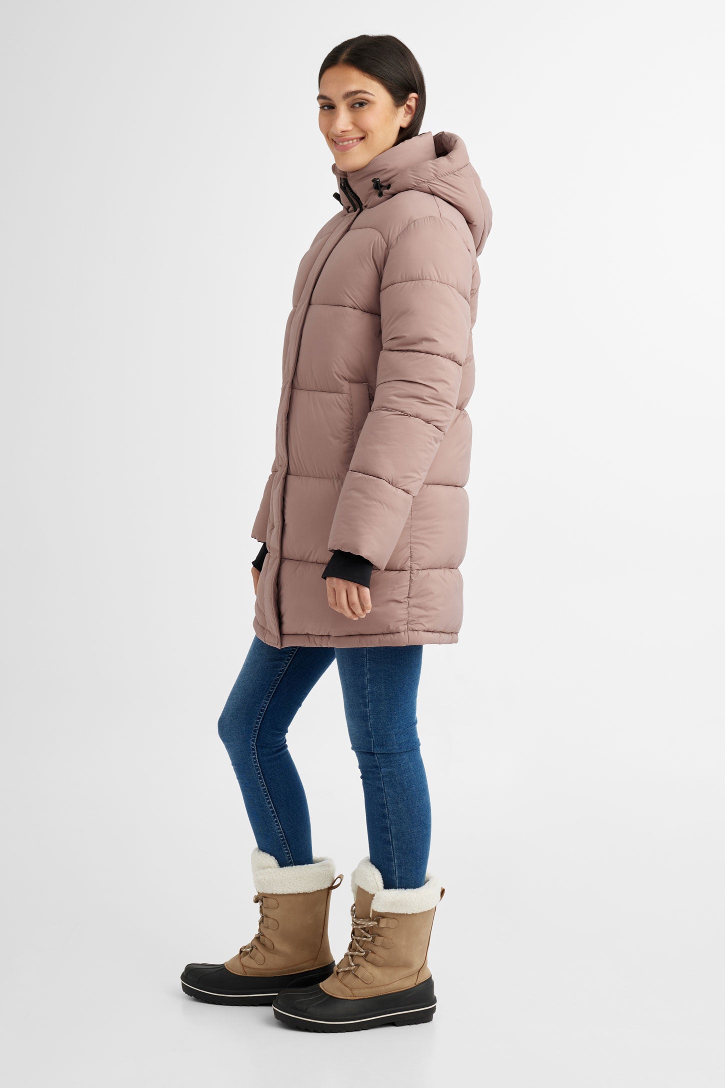 Manteau d'hiver ''Puffer'' mi-long en Ripstop - Femme && ROSE