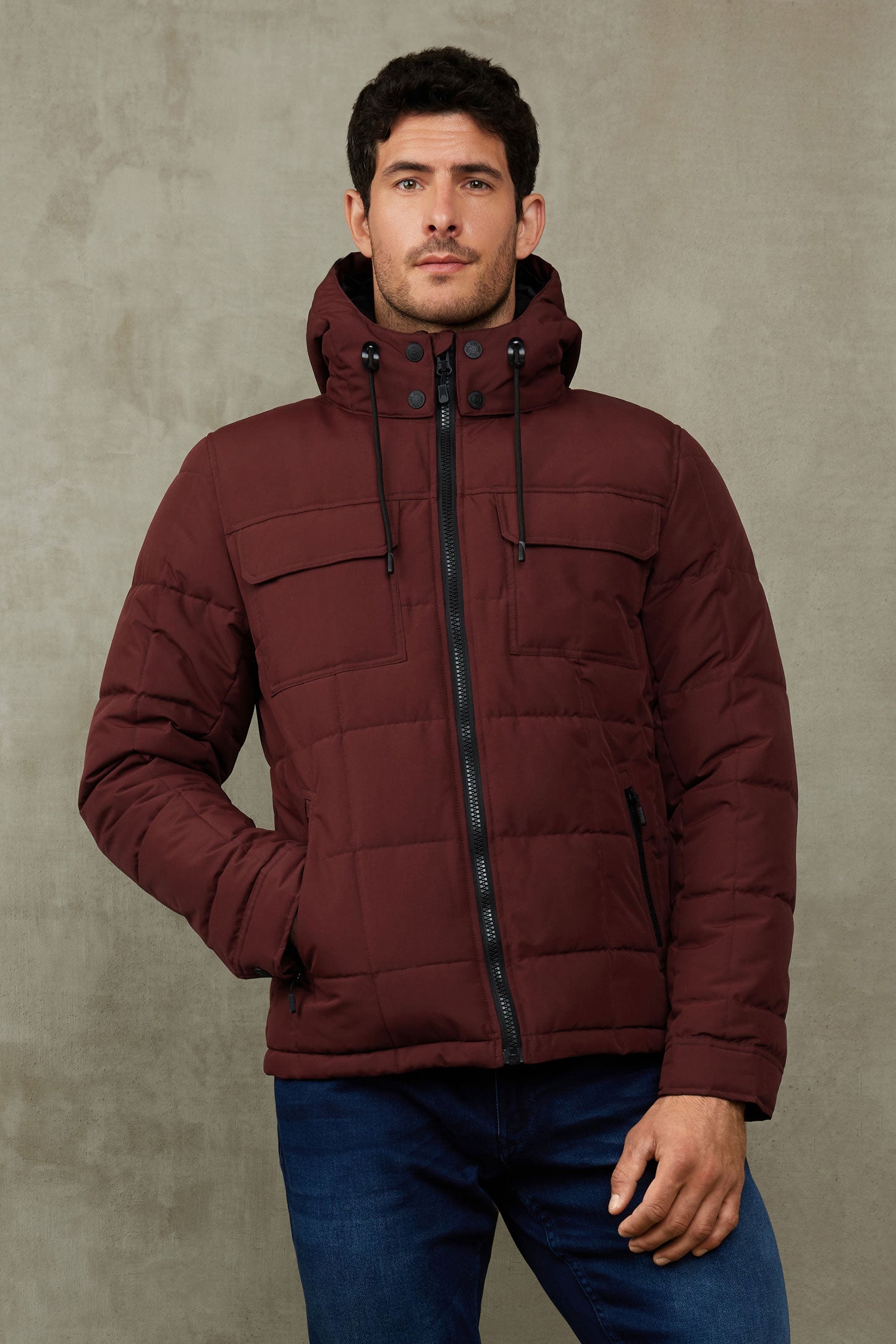 Manteau d'hiver matelassé - Homme && BORDEAUX