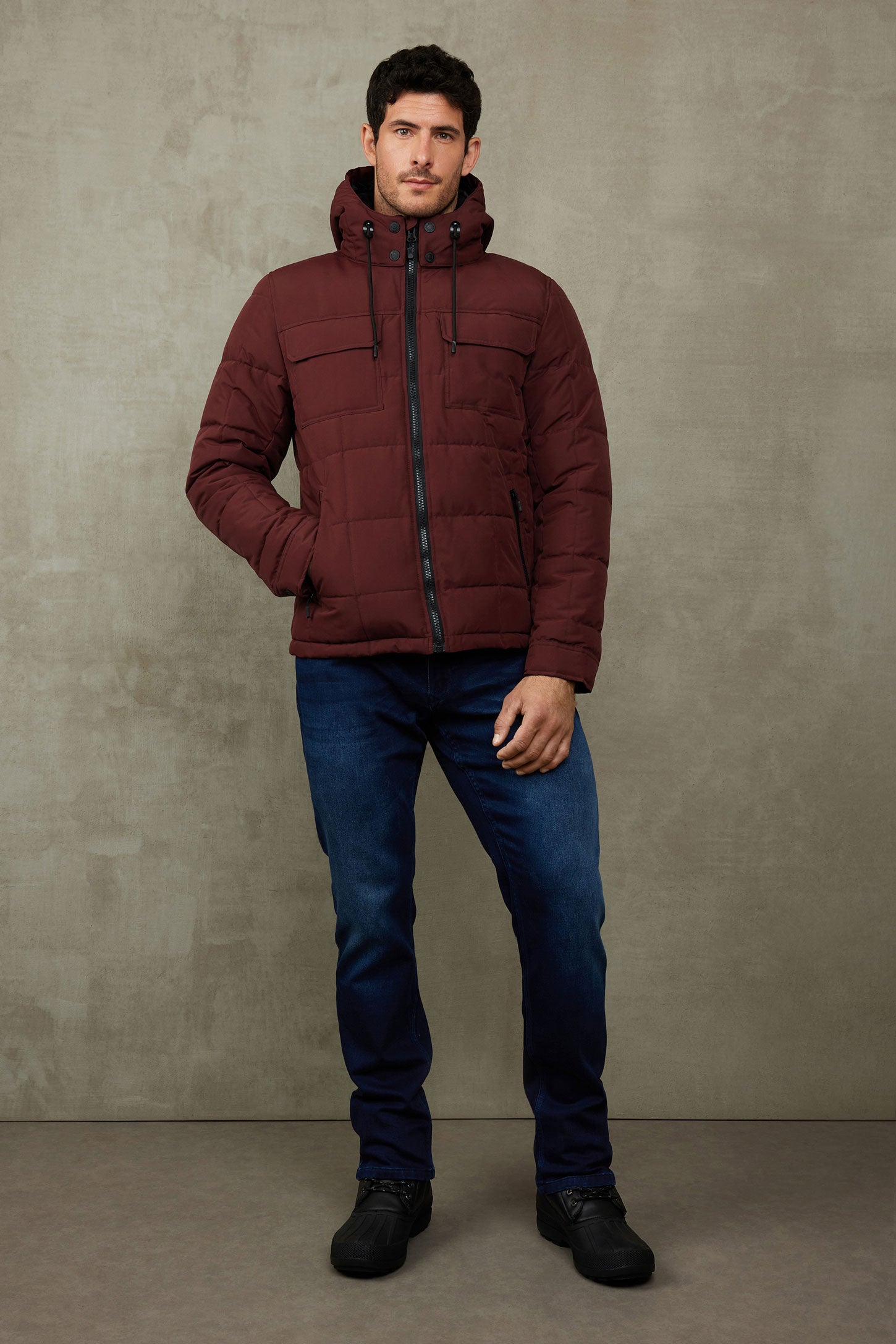 Manteau d'hiver matelassé - Homme && BORDEAUX