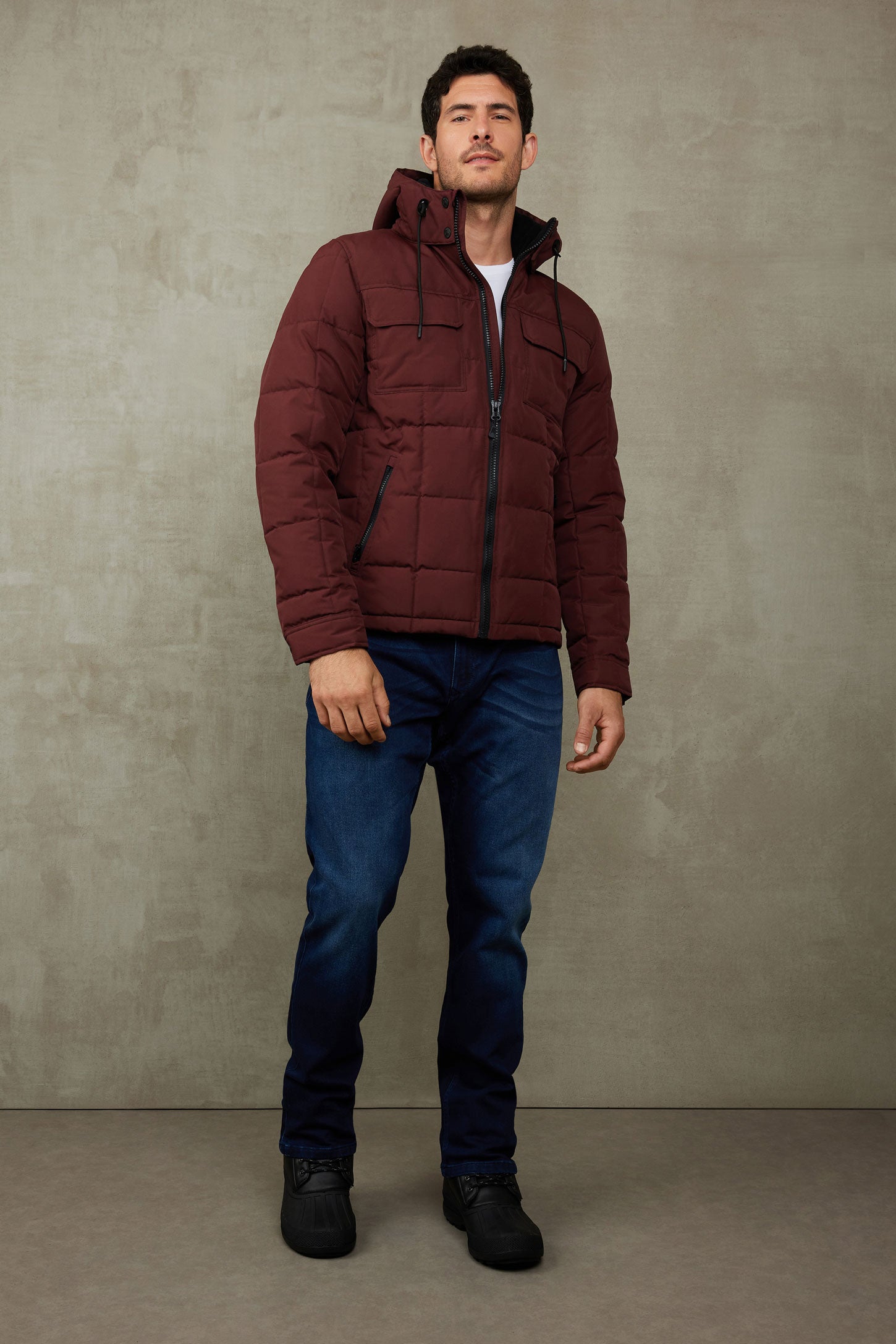 Manteau d'hiver matelassé - Homme && BORDEAUX