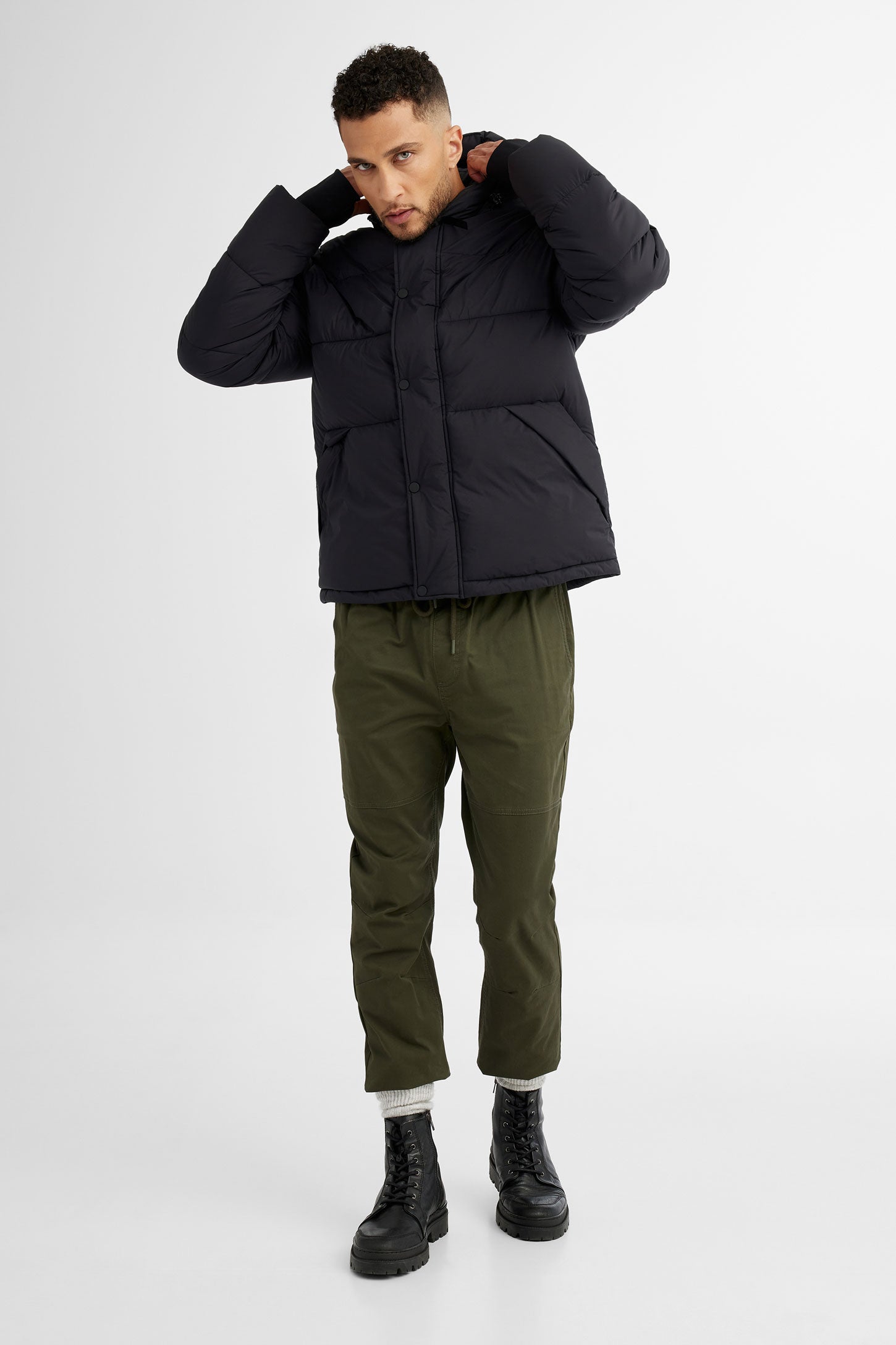 Manteau d'hiver ''Puffer'' court en Ripstop - Homme && NOIR