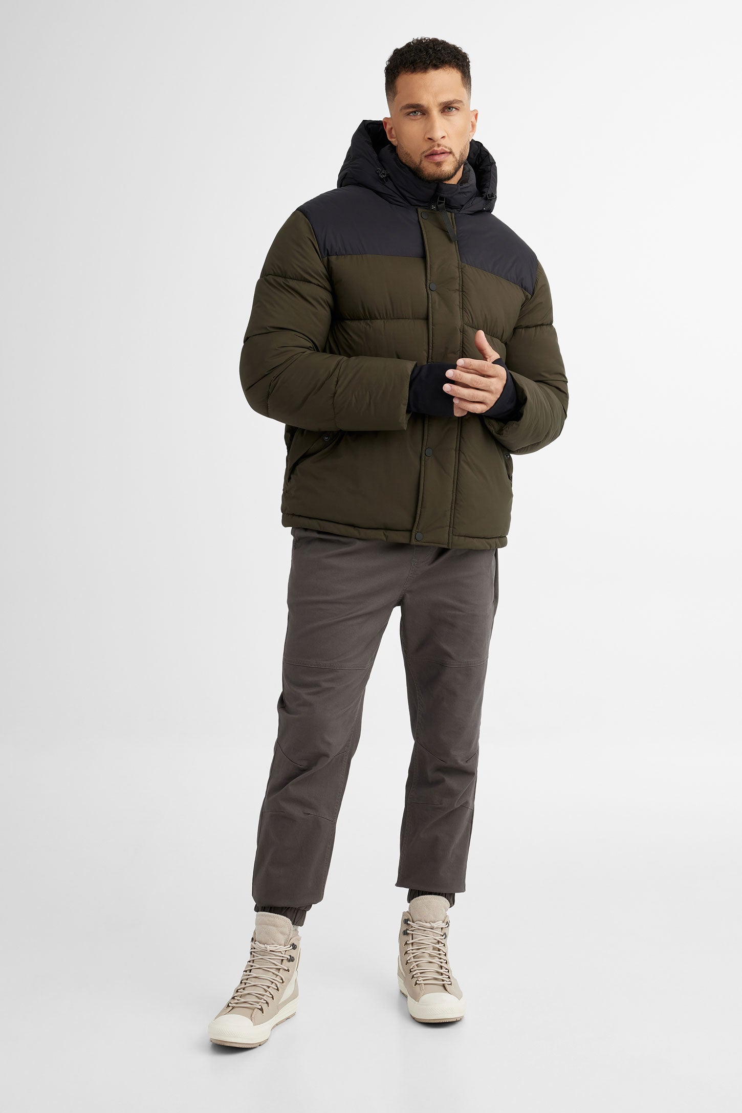 Manteau d'hiver ''Puffer'' court en Ripstop - Homme && VERT