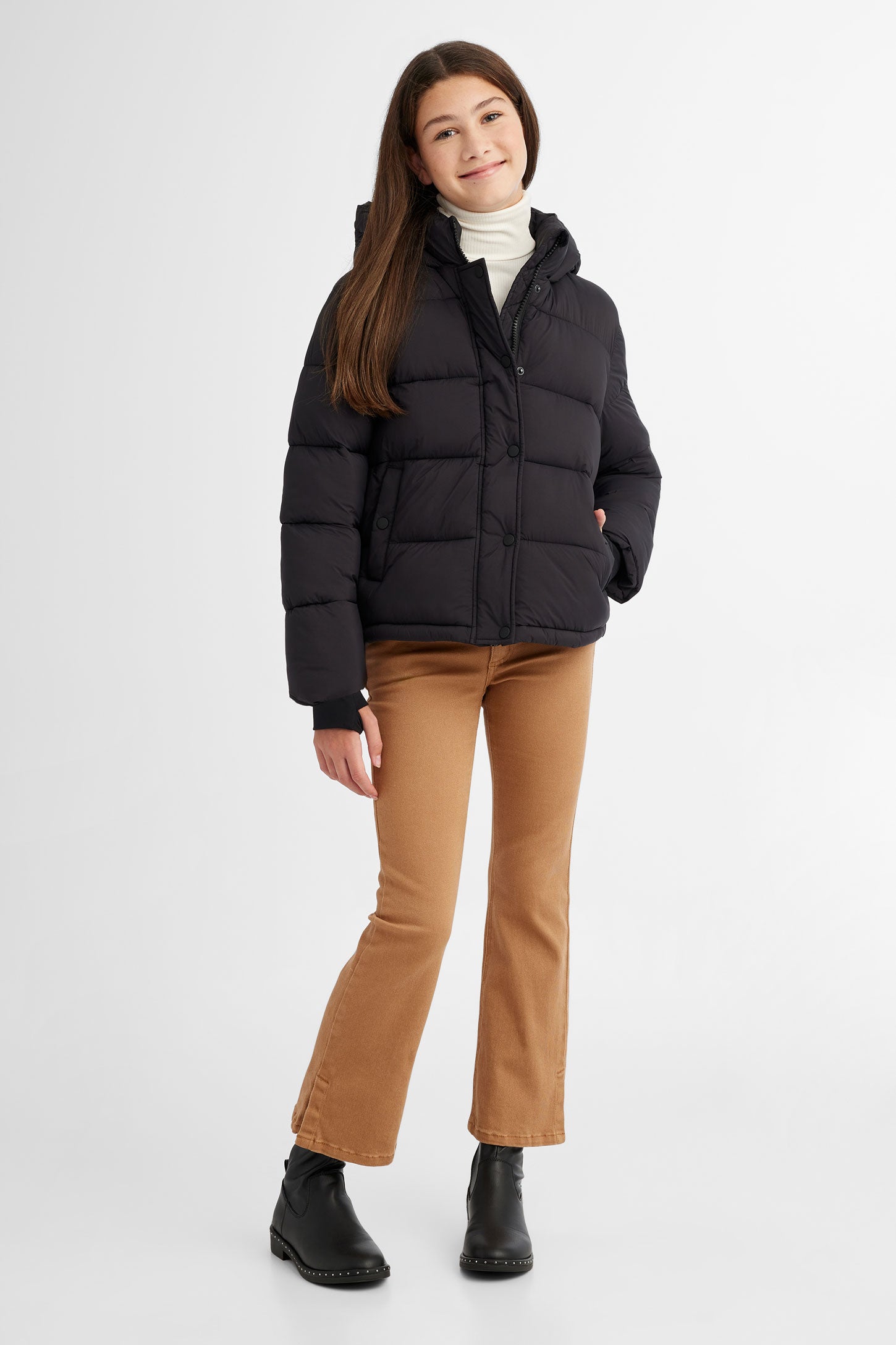 Manteau d hiver Puffer court en Ripstop Ado fille