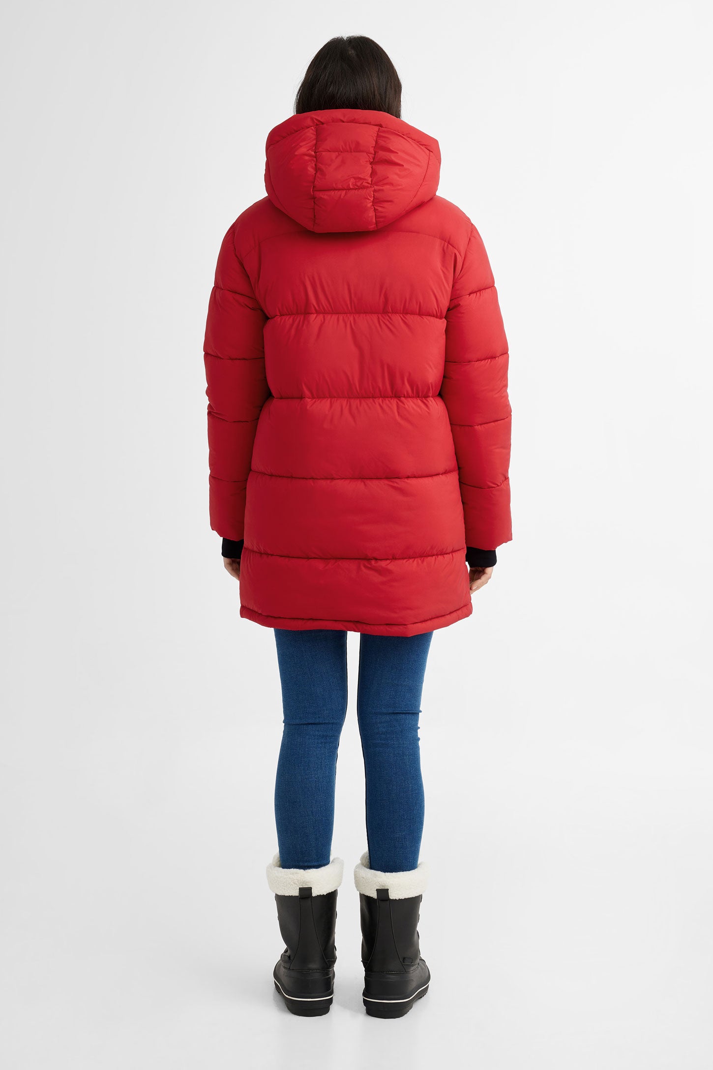 Manteau d'hiver ''Puffer'' mi-long en Ripstop - Femme && ROUGE