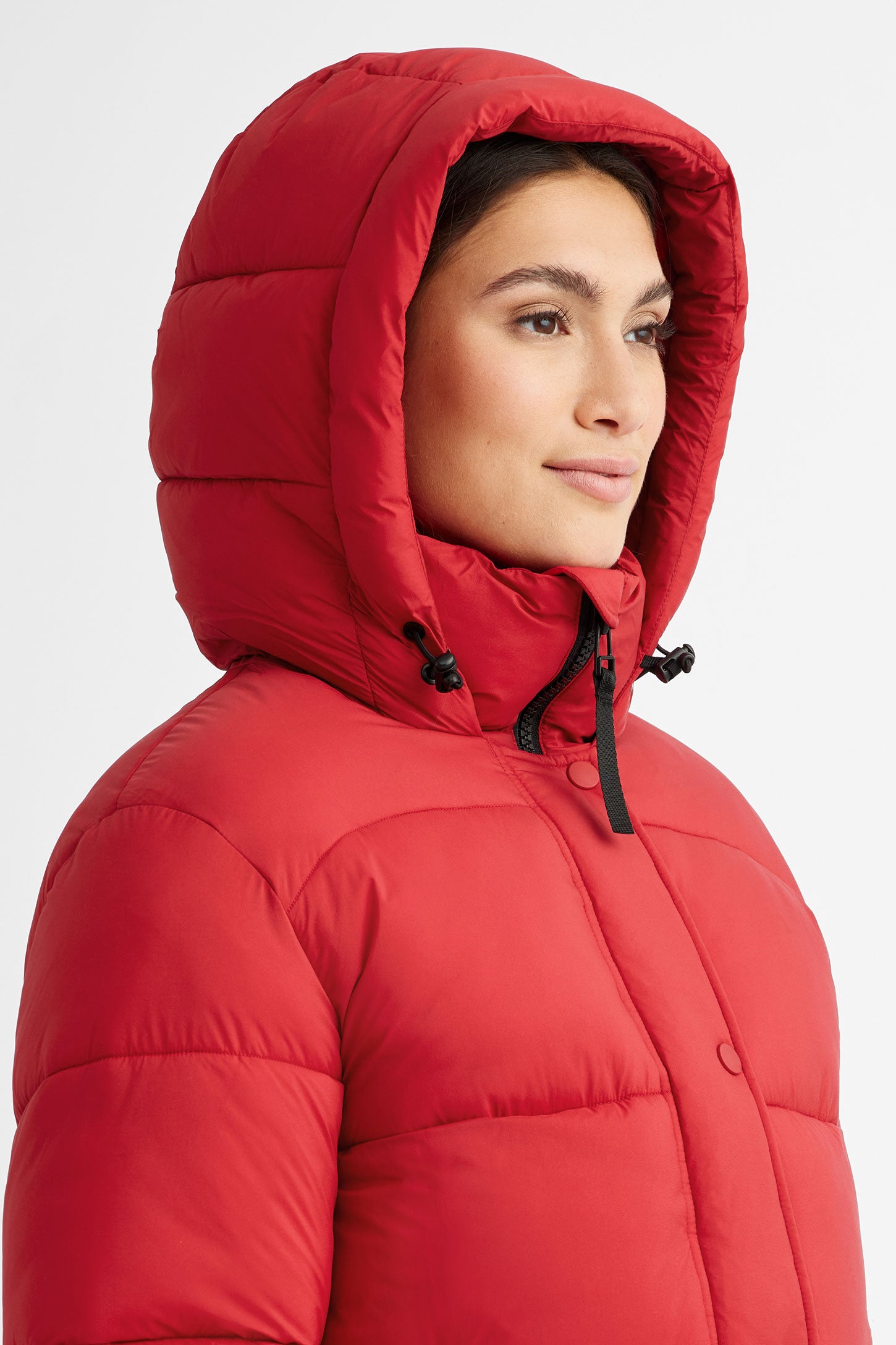 Manteau d'hiver ''Puffer'' mi-long en Ripstop - Femme && ROUGE