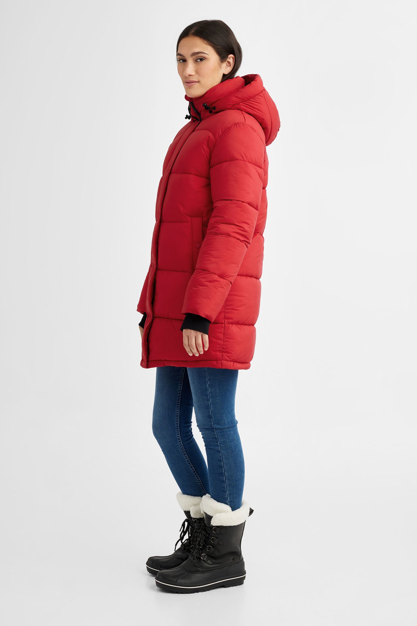 Manteau d'hiver ''Puffer'' mi-long en Ripstop - Femme && ROUGE