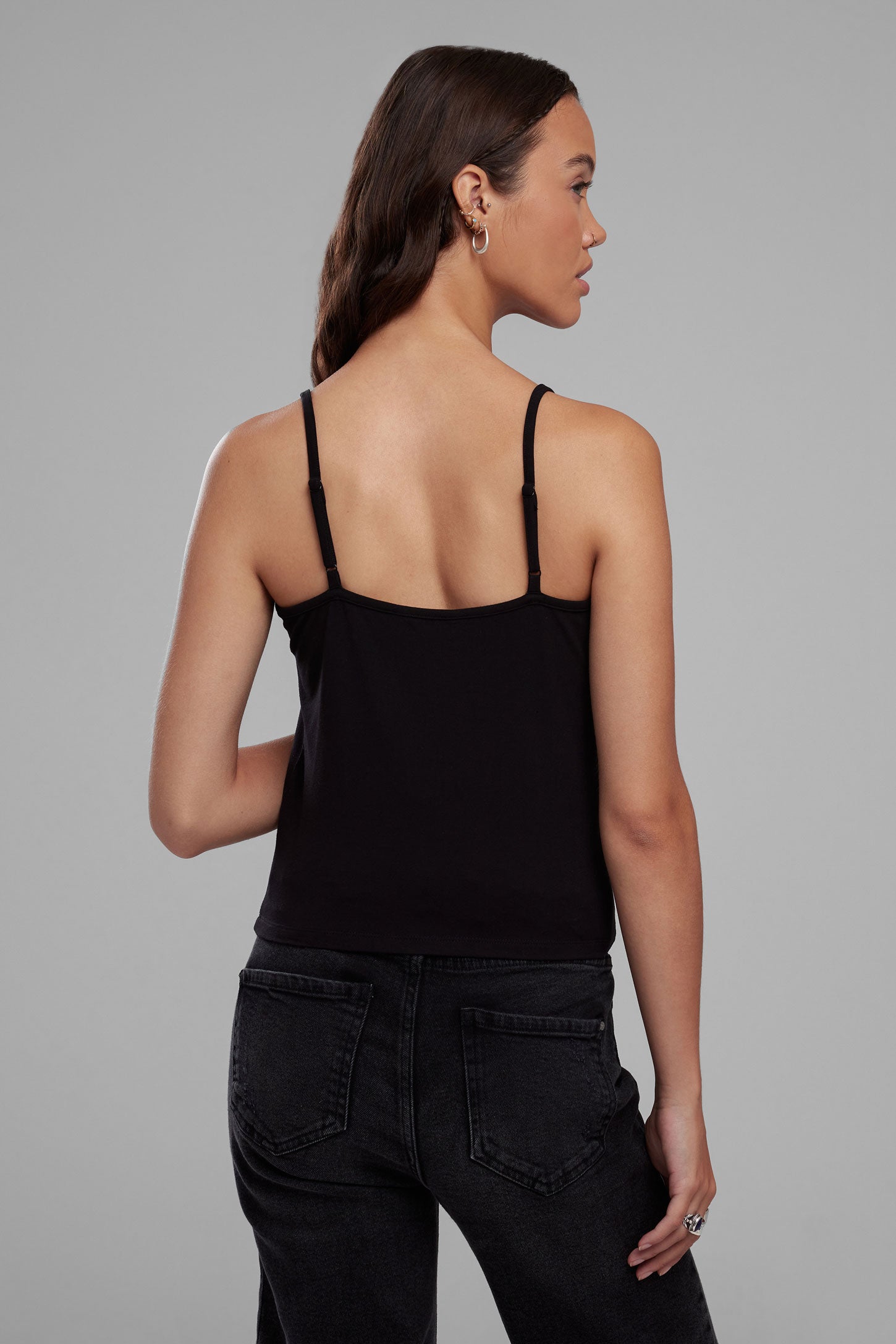 Camisole à bretelles fines - Femme && NOIR