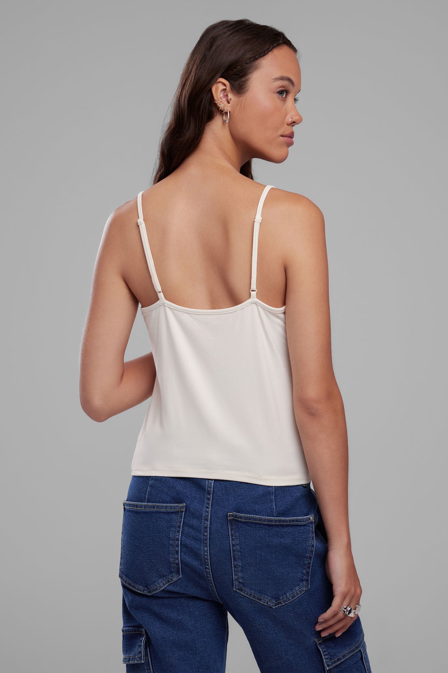 Camisole à bretelles fines - Femme && BLANC CASSÉ