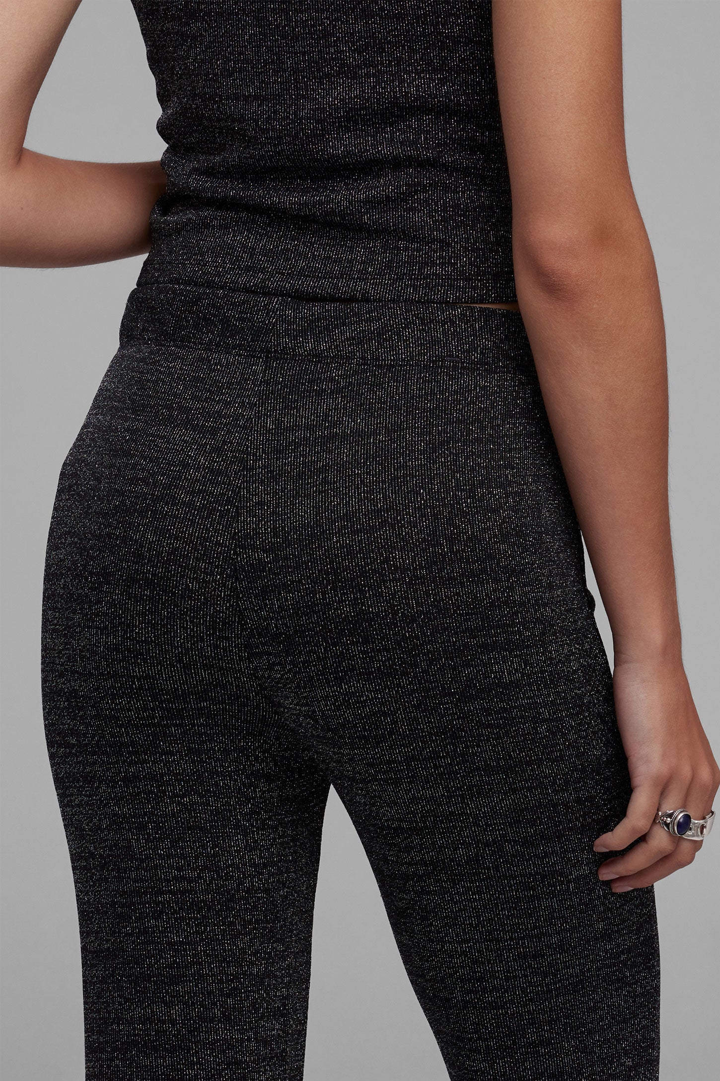 Pantalon ''Pull-on'' en Lurex - Femme && NOIR