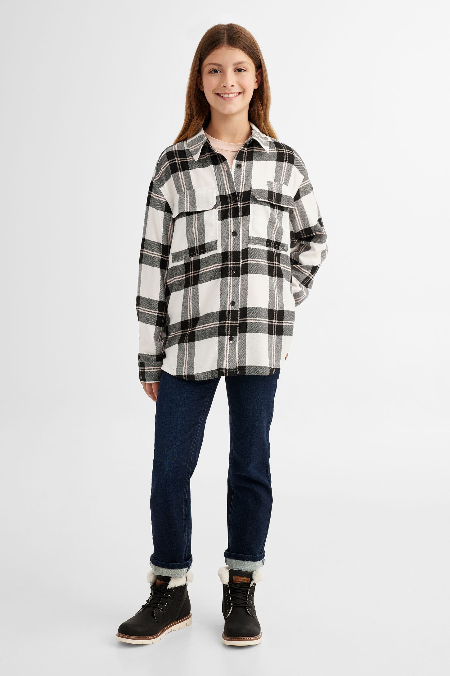 Plaid cotton tunic shirt Cabin Teenage girl Aubainerie