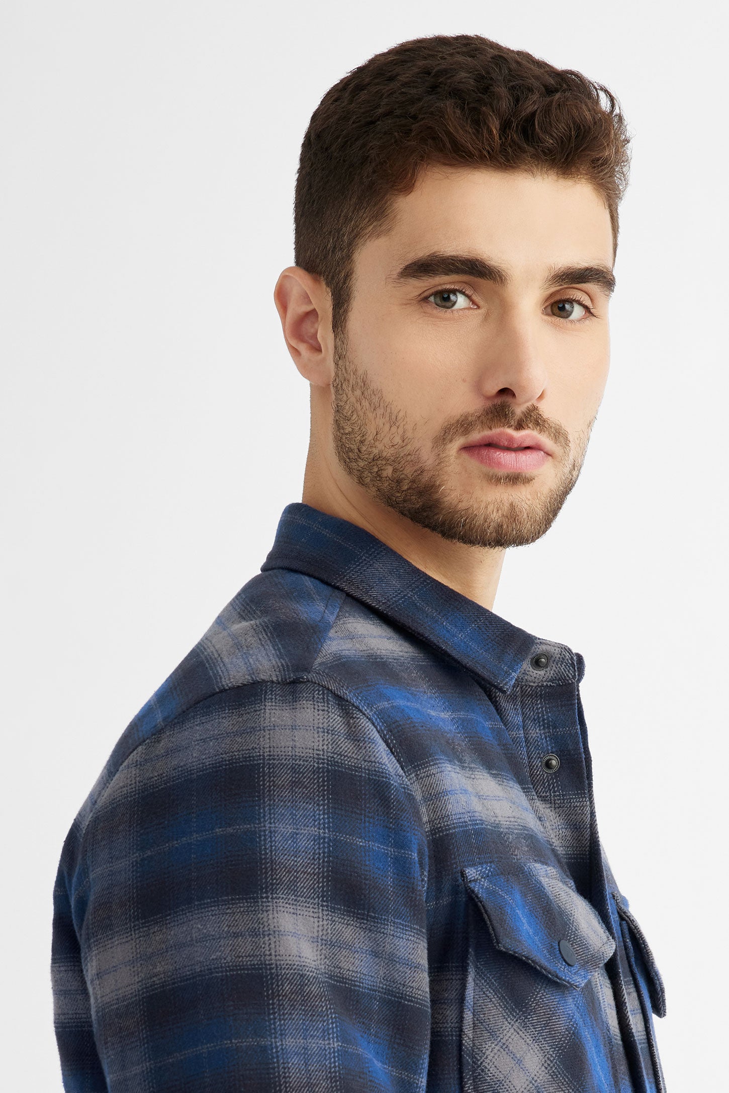 Surchemise en flanelle à carreaux BM - Homme && BLEU MULTI