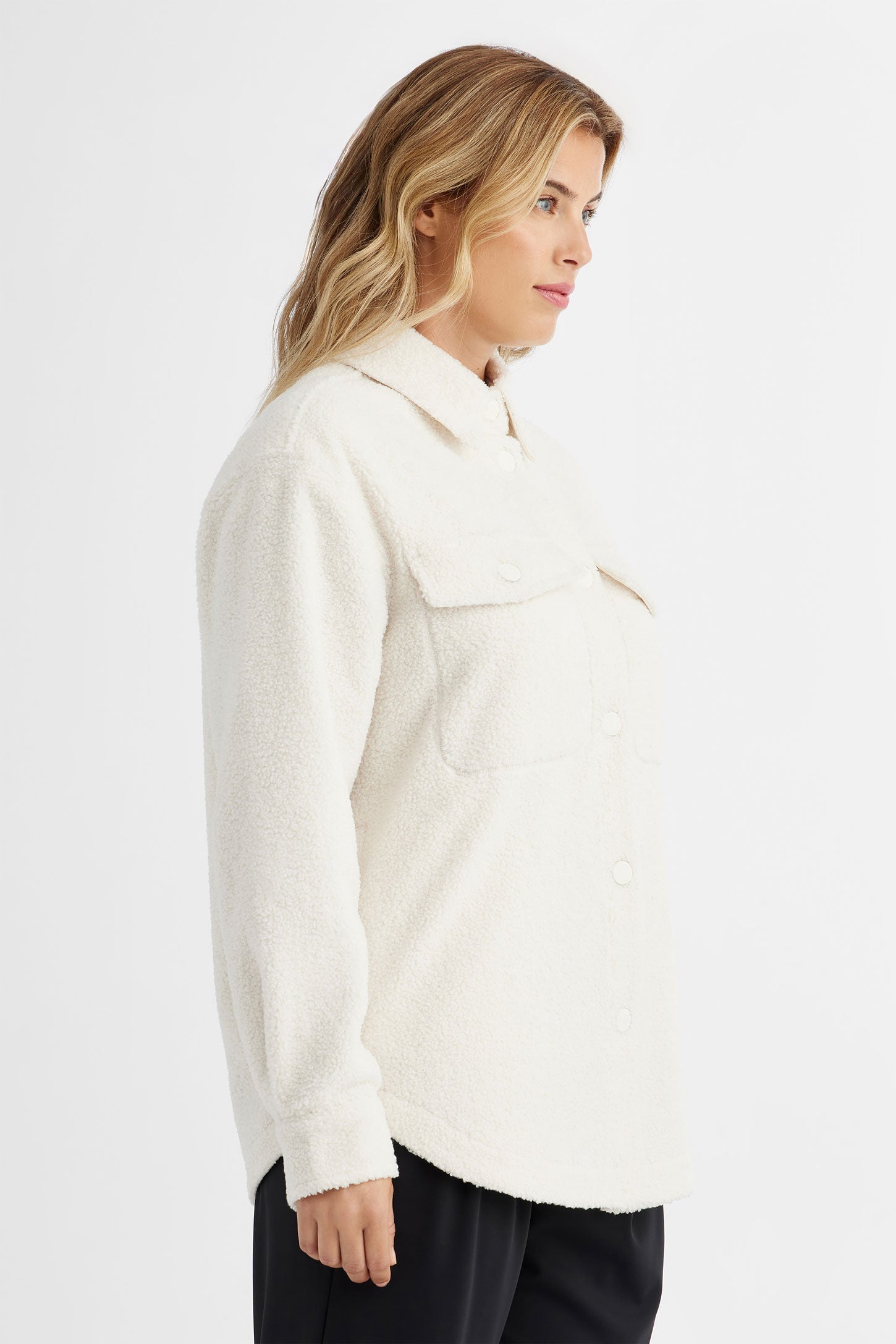 Surchemise en sherpa BM - Femme && BLANC CASSÉ