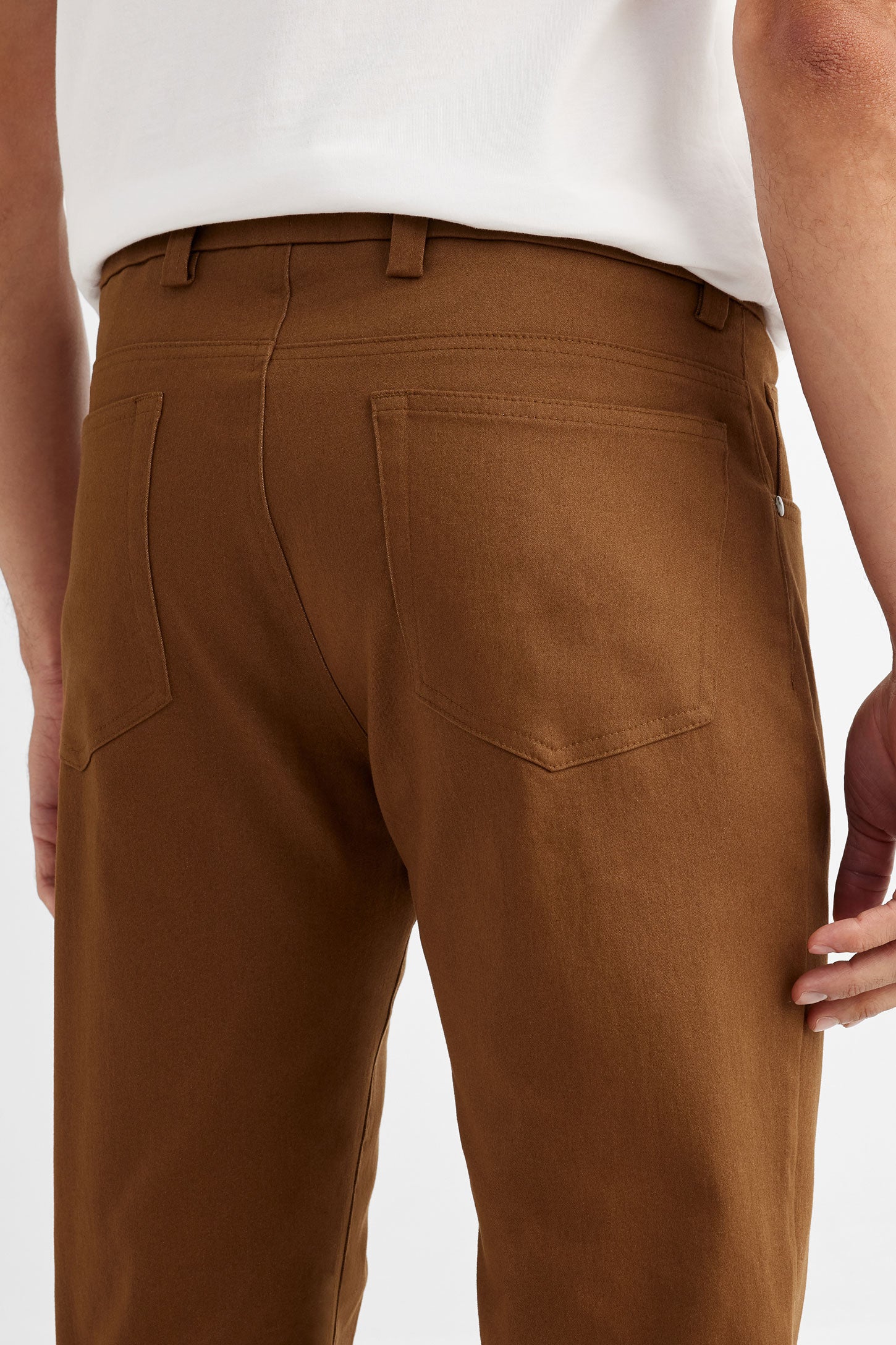 Pantalon 5 poches en twill - Homme && BRUN