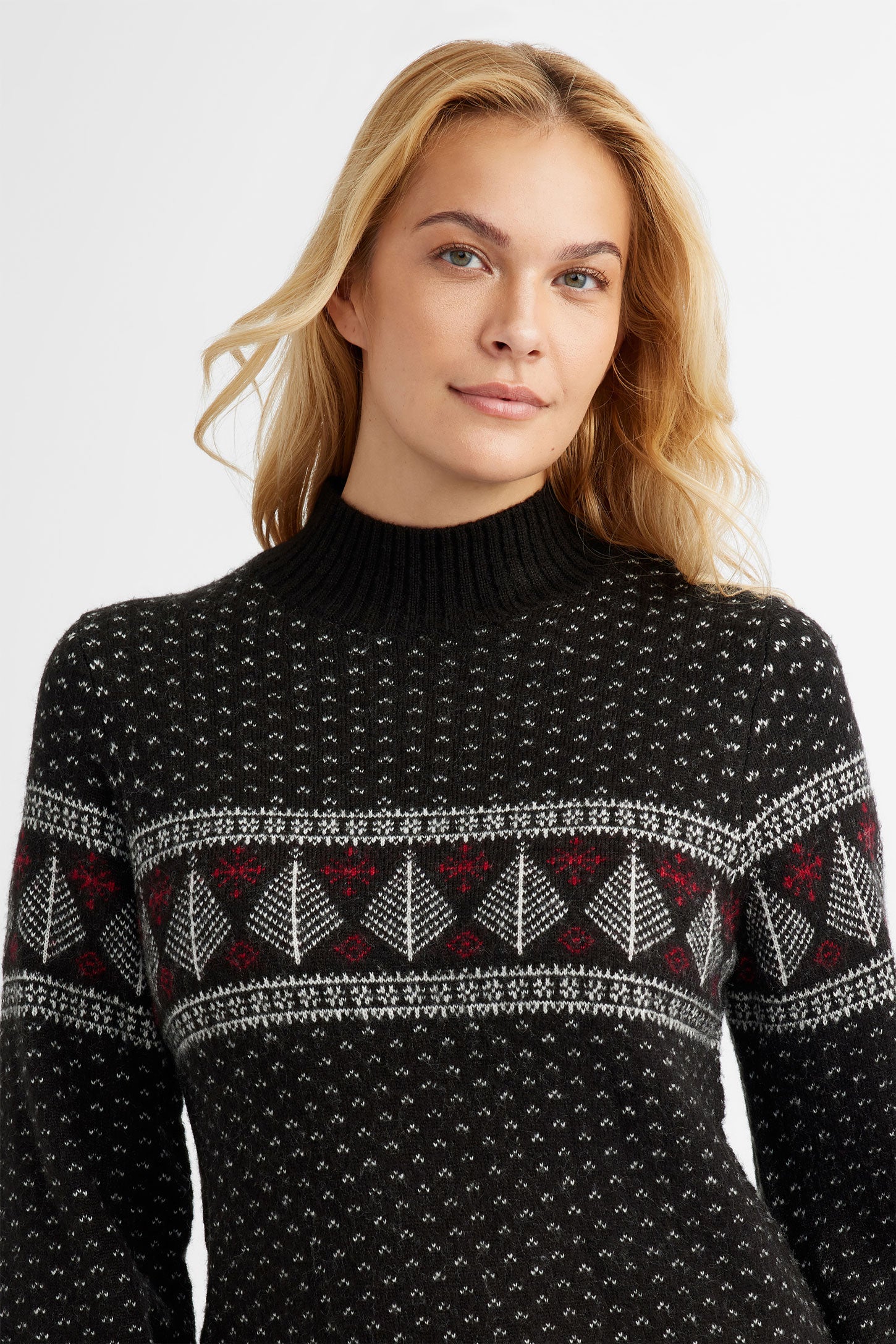 Robe col montant en tricot Fair Isle, Chalet - Femme && NOIR/MULTI