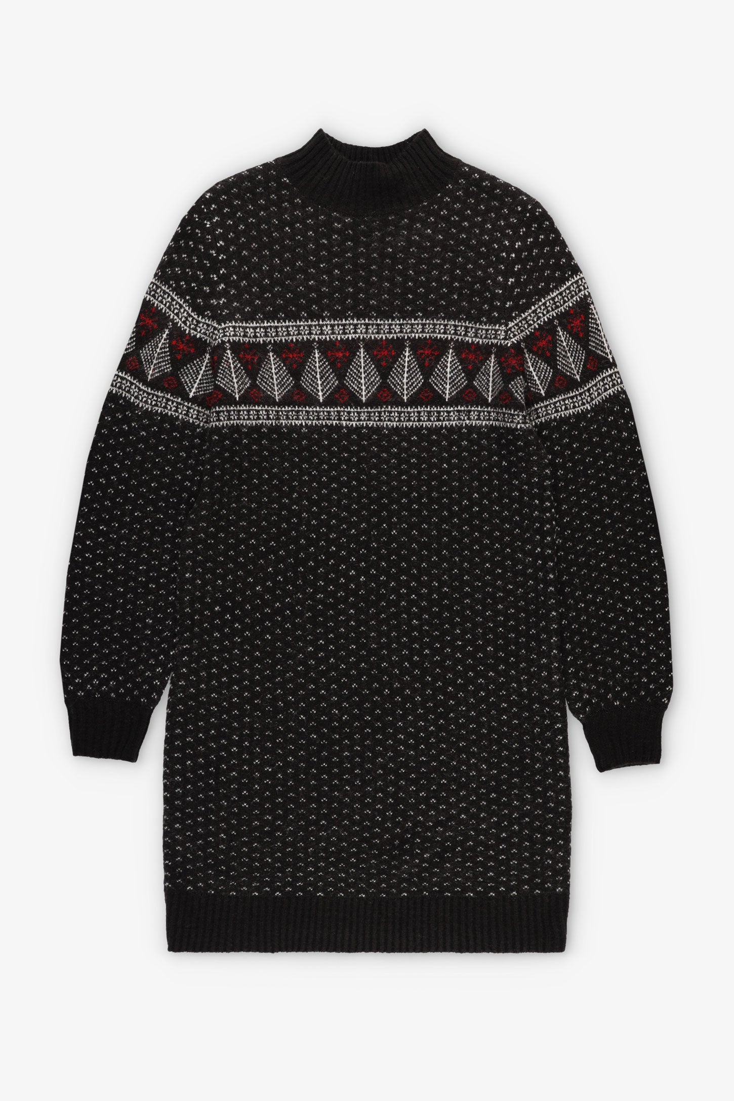 Robe col montant en tricot Fair Isle, Chalet - Femme && NOIR/MULTI