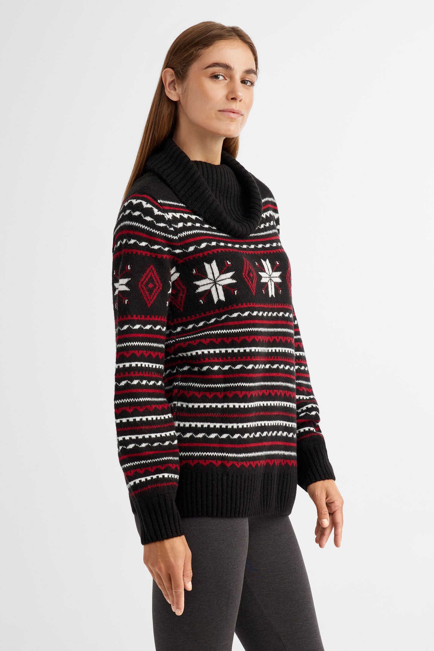 Chandail col roulé Fair Isle, Chalet - Femme && NOIR/MULTI