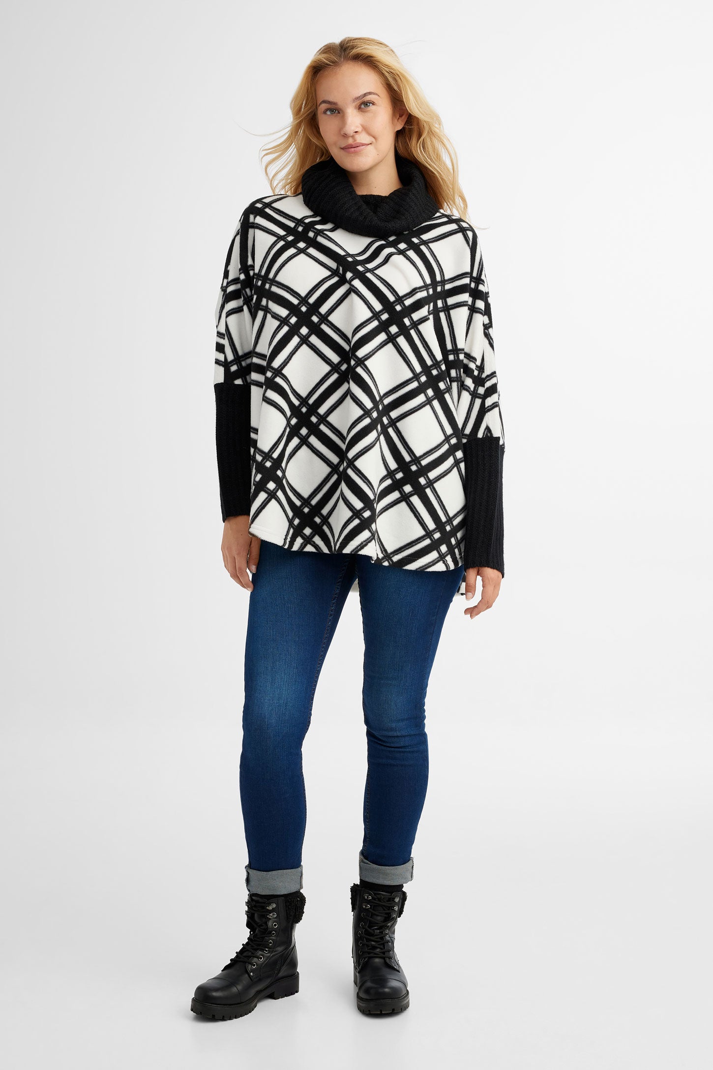 Chandail poncho col roulé, Chalet - Femme && BLANC CASSÉ/MULTI