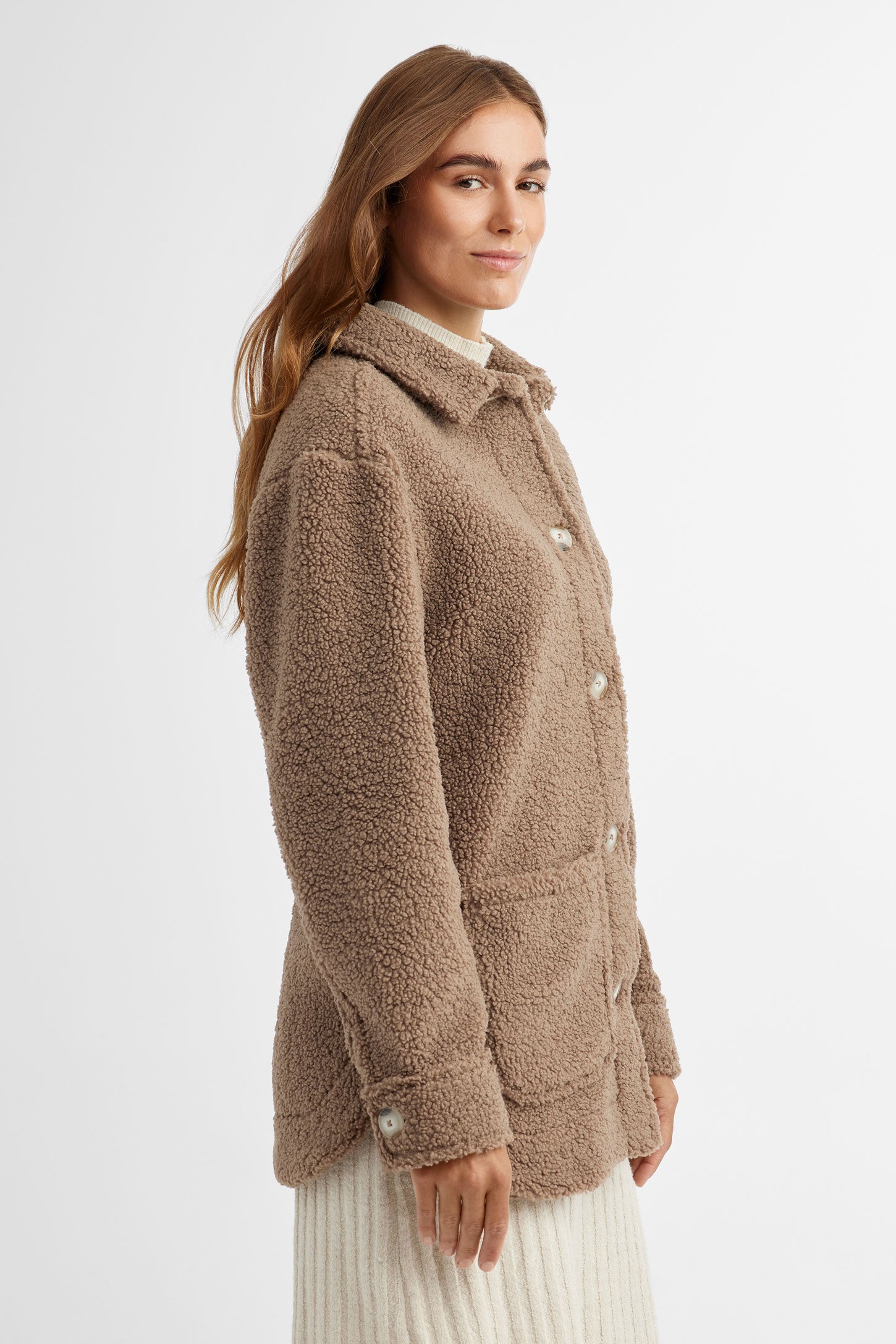 Veste surchemise surdimensionnée bouclé, Chalet - Femme && TAUPE