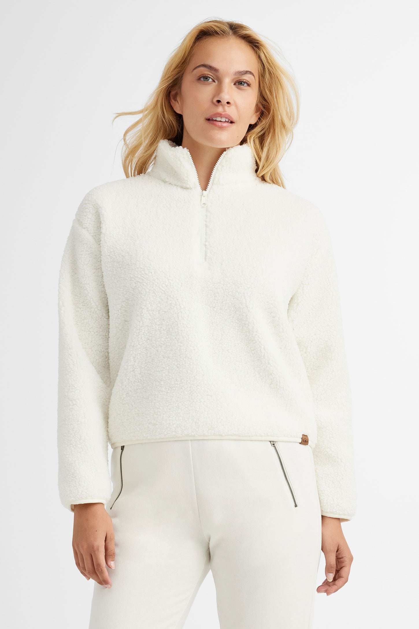 Sarah Asymmetrical Half-Zip Sherpa Pullover – Jolie Vaughan Mature Women's  Online Clothing Boutique