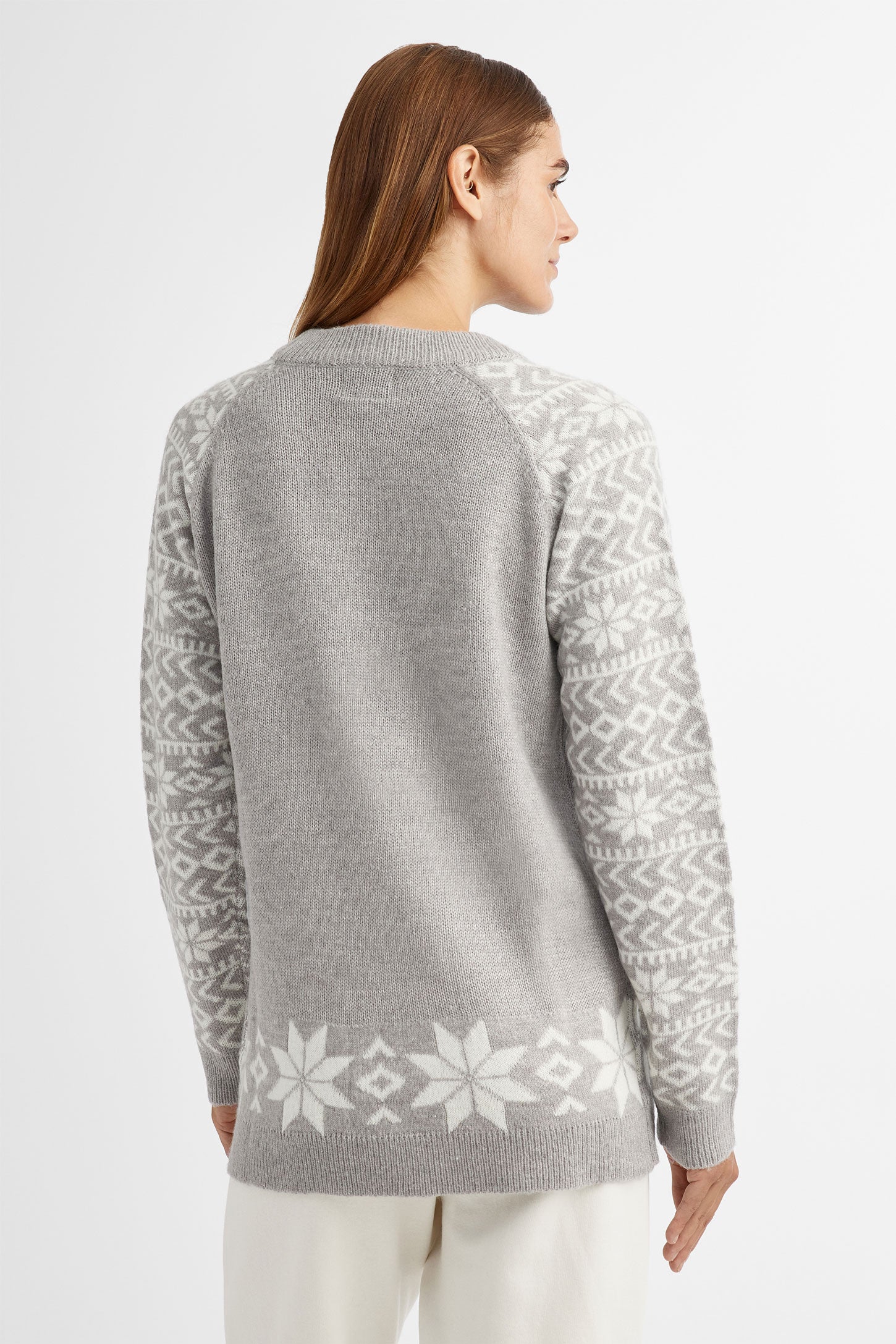 Chandail tricot renne et flocons, Chalet - Femme && GRIS MULTI