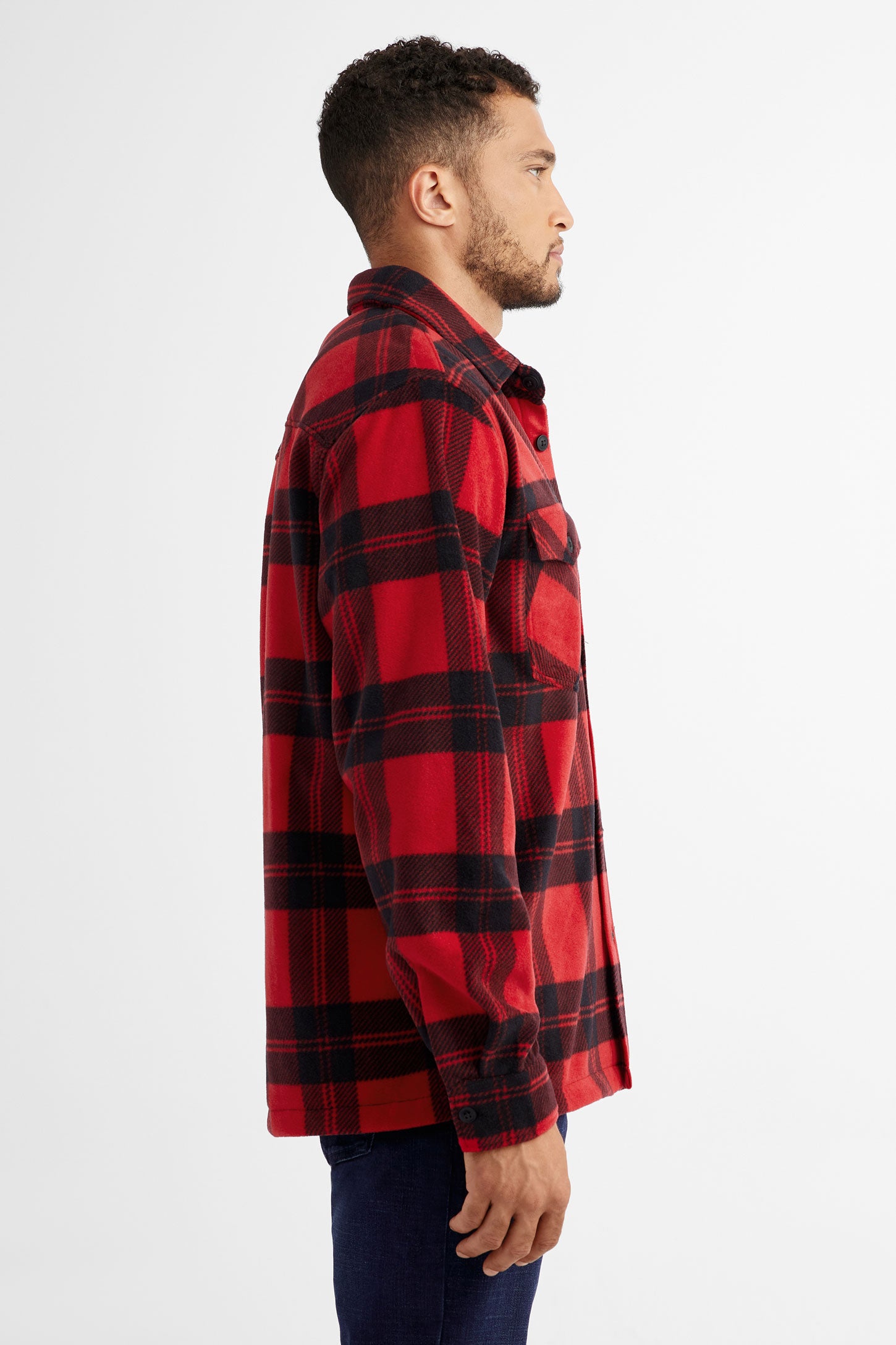 Chemise à carreaux en polar, Chalet - Homme && ROUGE/MULTI