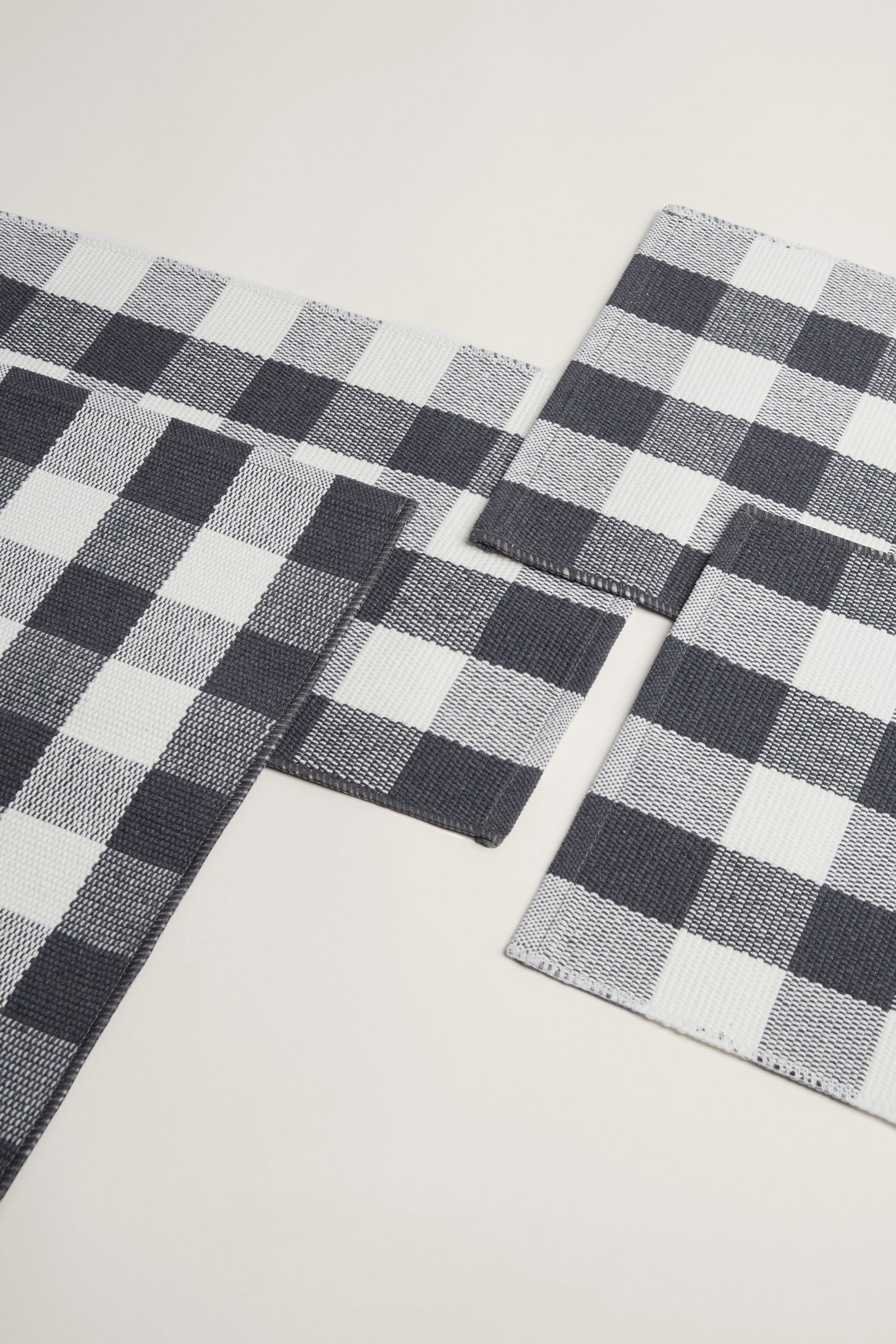 Paquet de 4 napperons tissés à carreaux - Maison && BLANC/GRIS