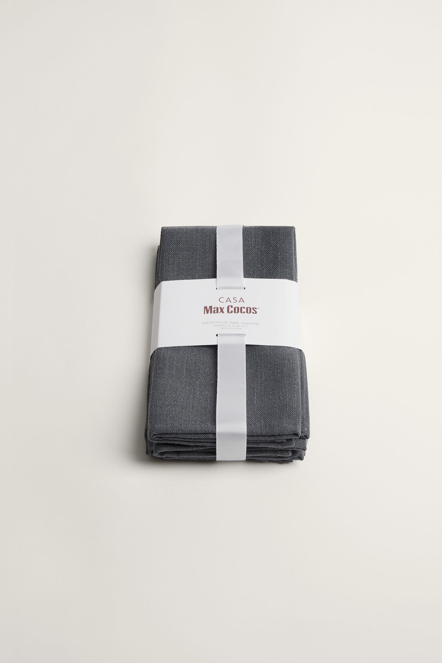 Paquet de 4 serviettes de table texture lin, 2/20$ - Maison && GRIS