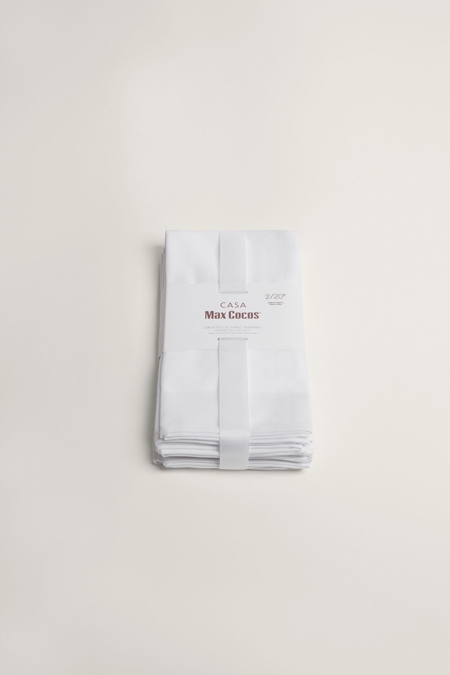 Paquet de 4 serviettes de table, 2/20$ - Maison && BLANC