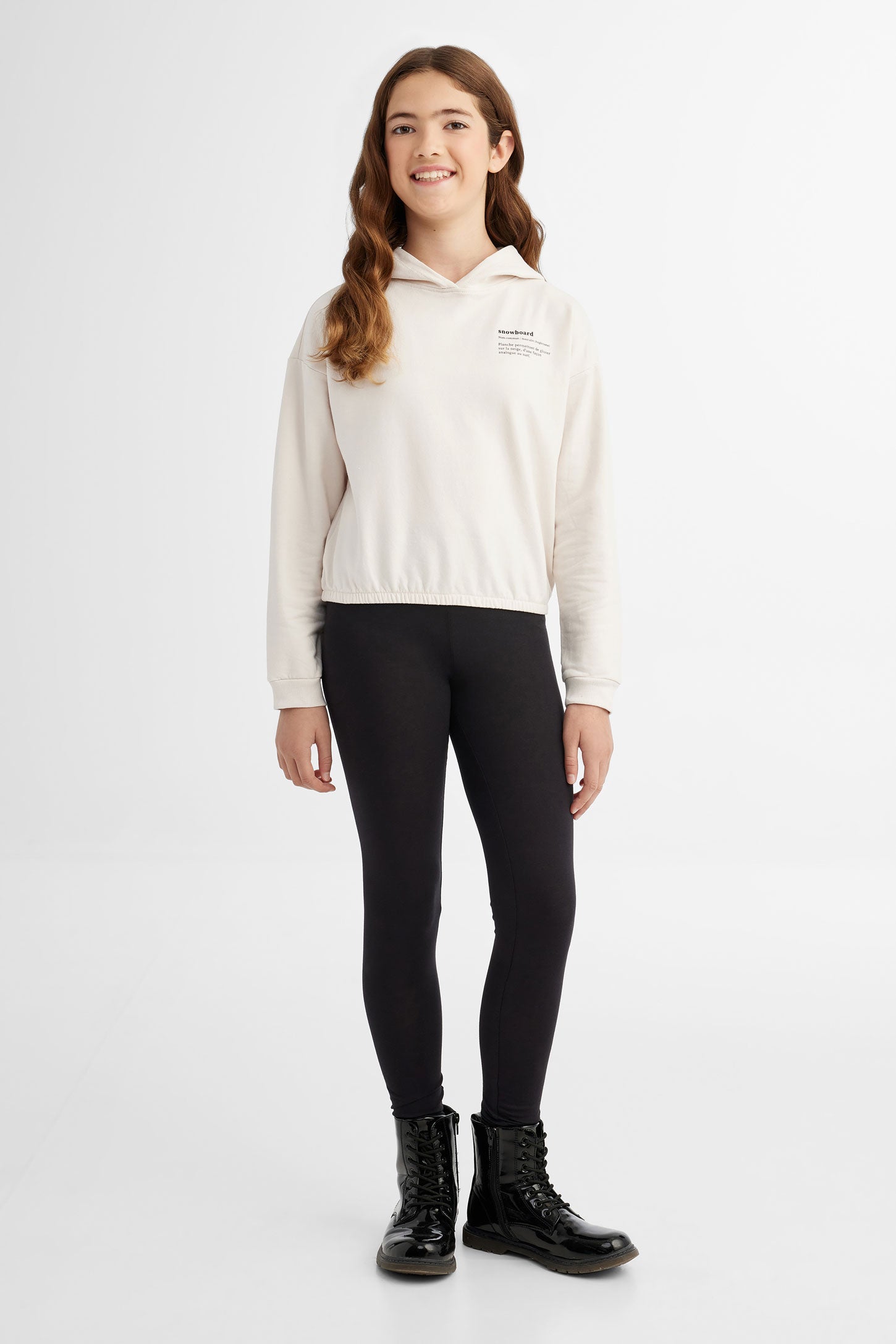 Ensemble 2-pièces chandail à capuchon et legging - Ado fille && BLANC CASSÉ