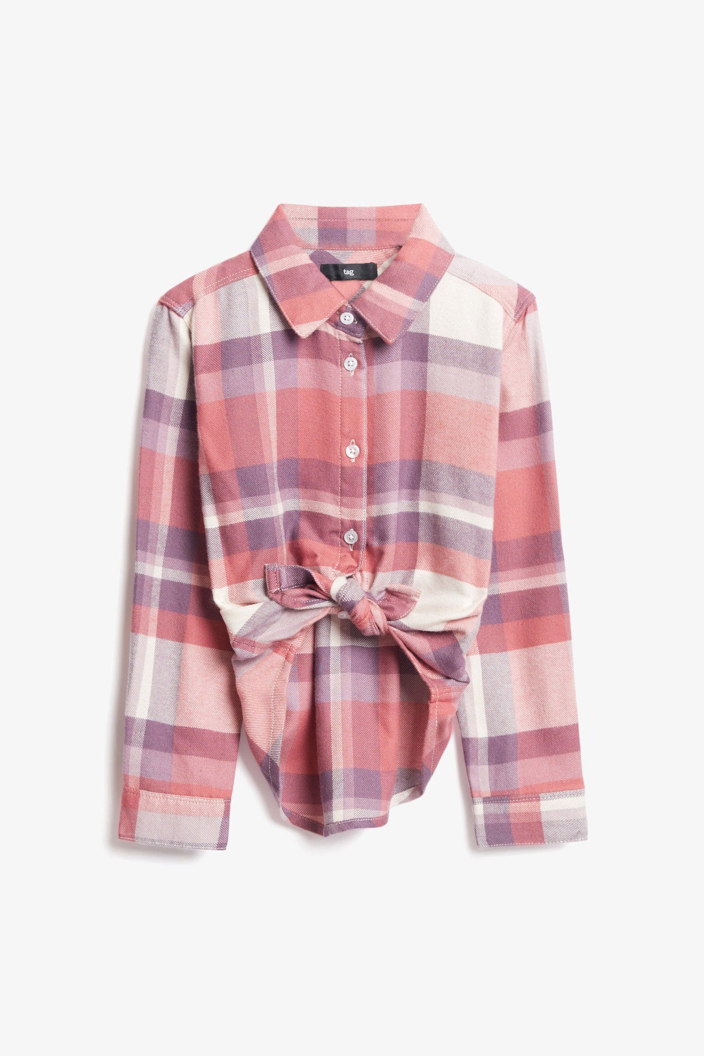 Chemise carreaux nou e au devant flanelle Enfant fille