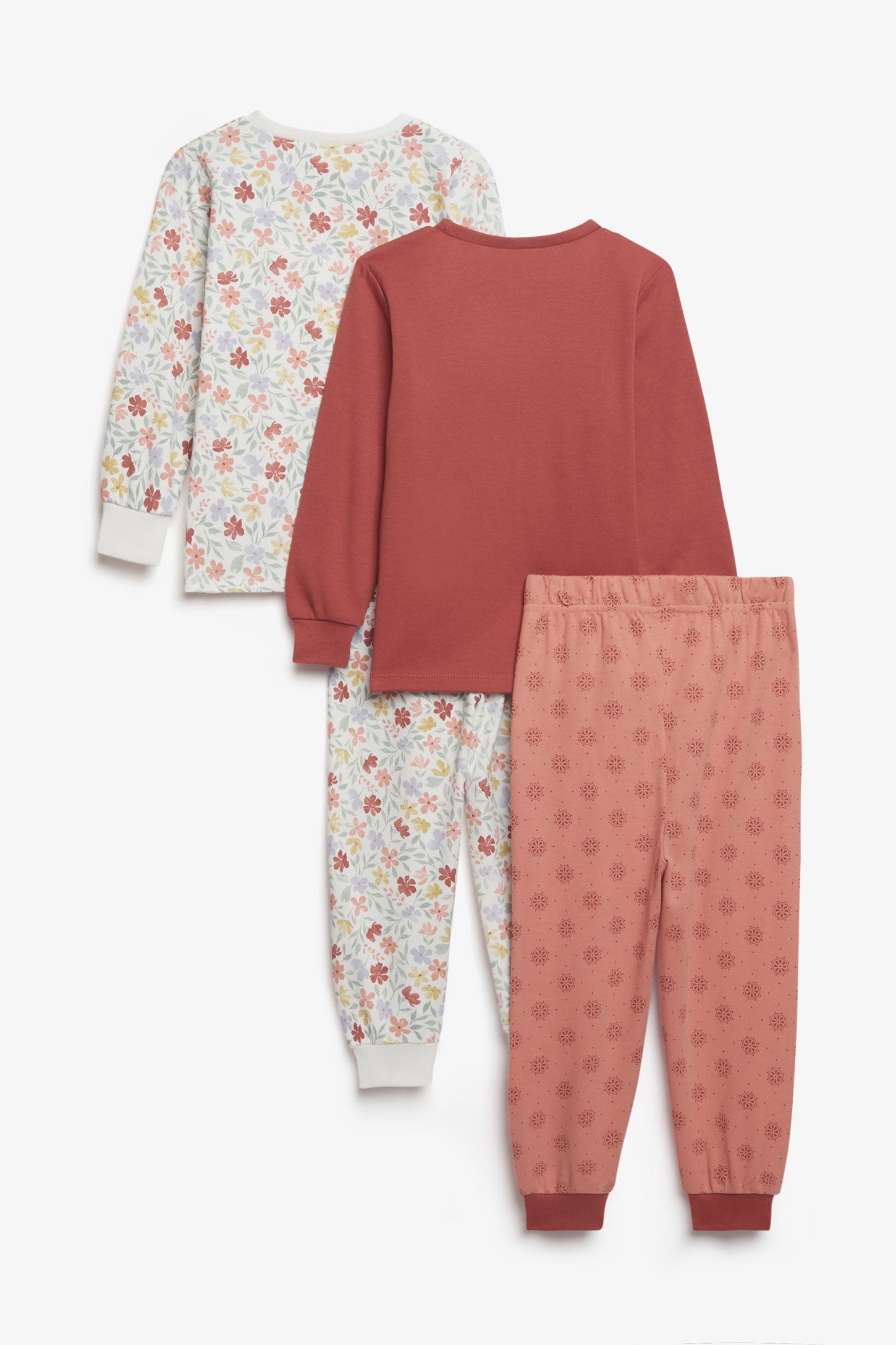 Lot de 2 pyjamas 2-pièces imprimé en coton - Bébé fille && BOURGOGNE
