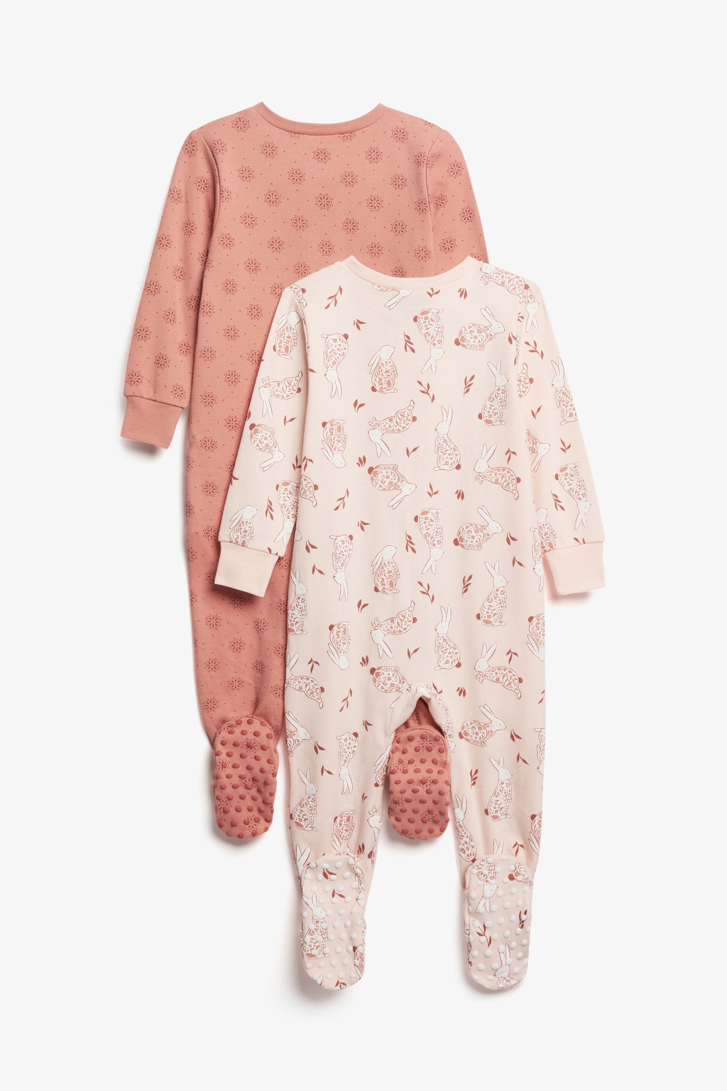 Lot de 2 pyjamas 1-pièce imprimé en coton - Bébé fille && ROSE MULTI