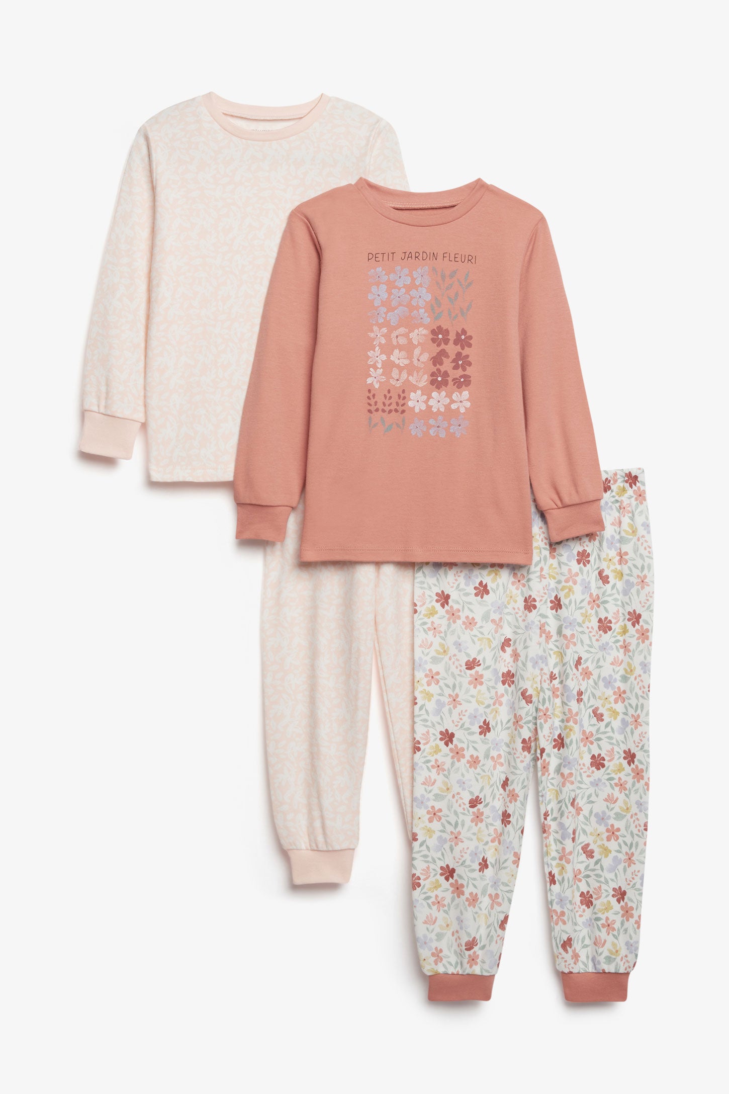 Lot de 2 pyjamas 2-pièces imprimé coton, 2T-3T - Bébé fille && ROSE FONCE