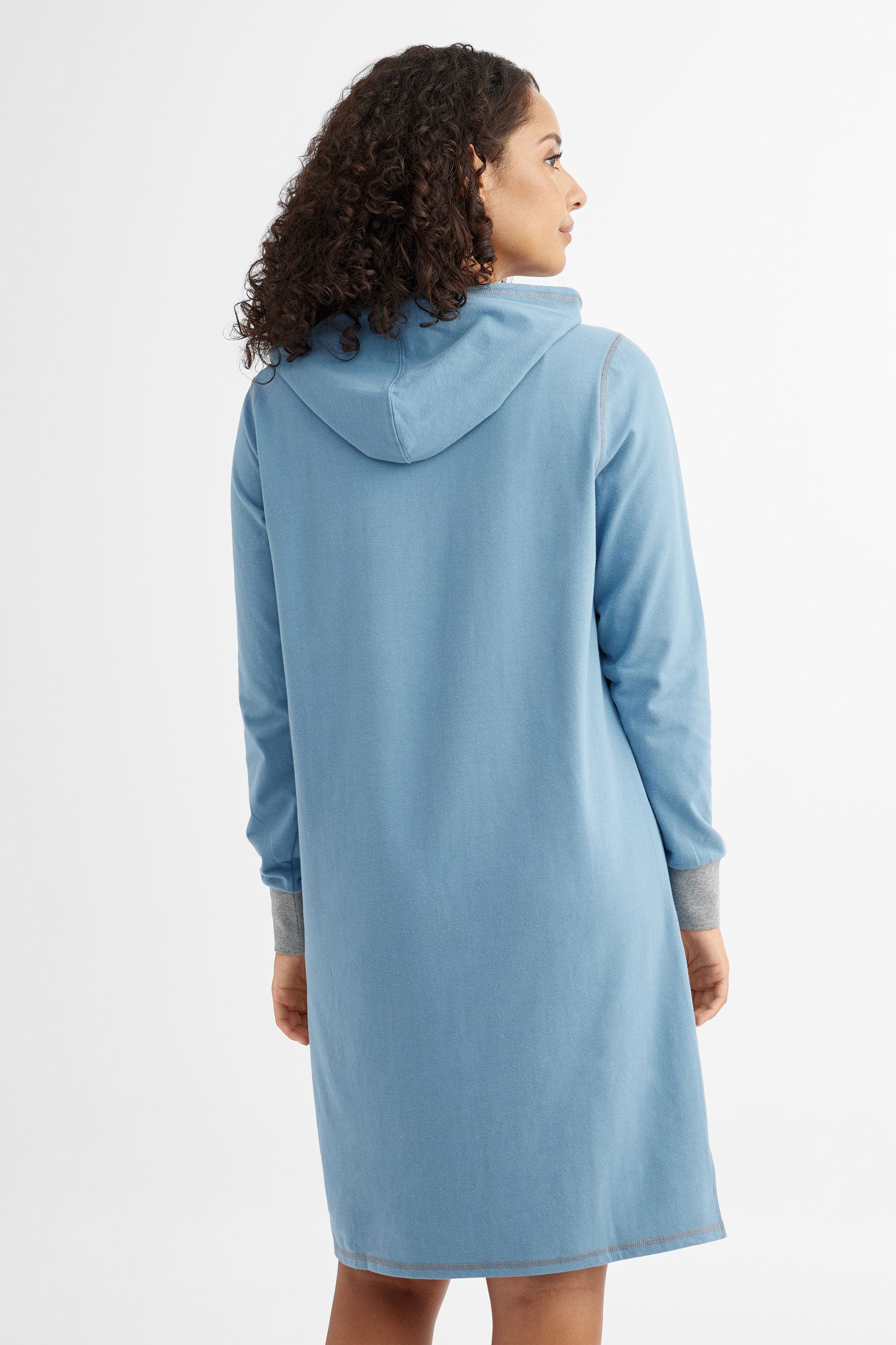 Robe de nuit à capuchon - Femme && BLEU