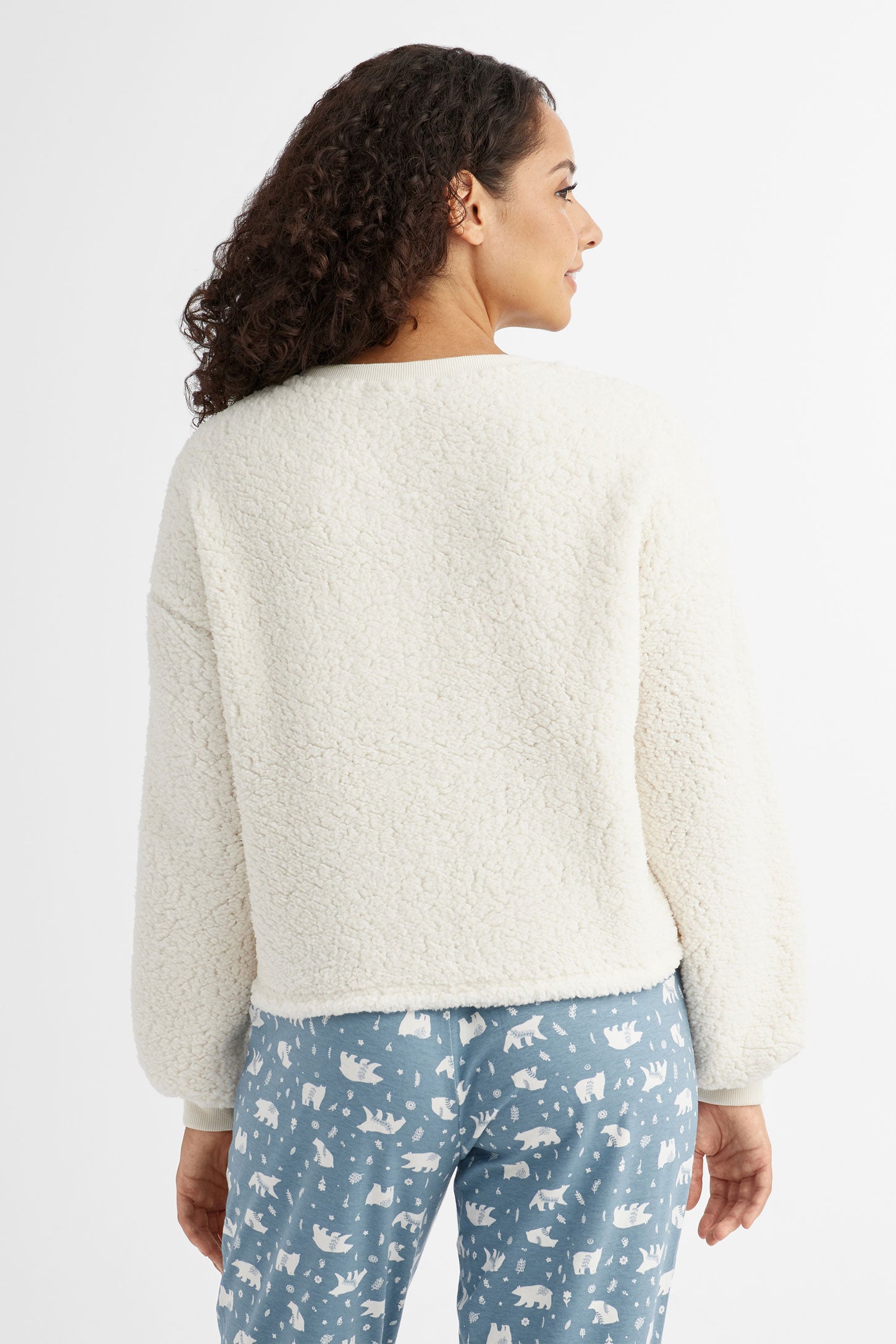 Chandail pyjama en Sherpa - Femme && BLANC