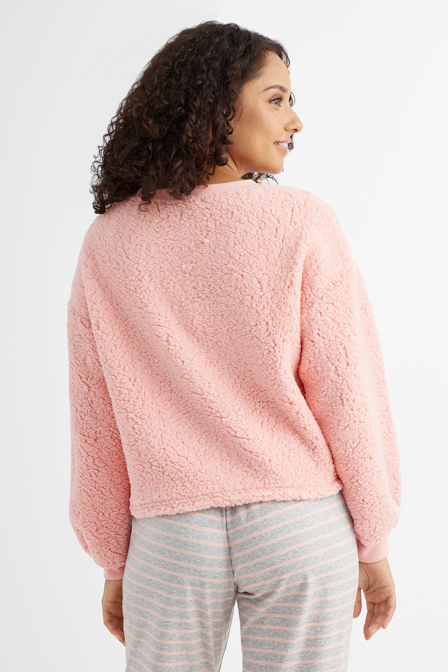 Chandail pyjama en Sherpa - Femme && ROSE PALE