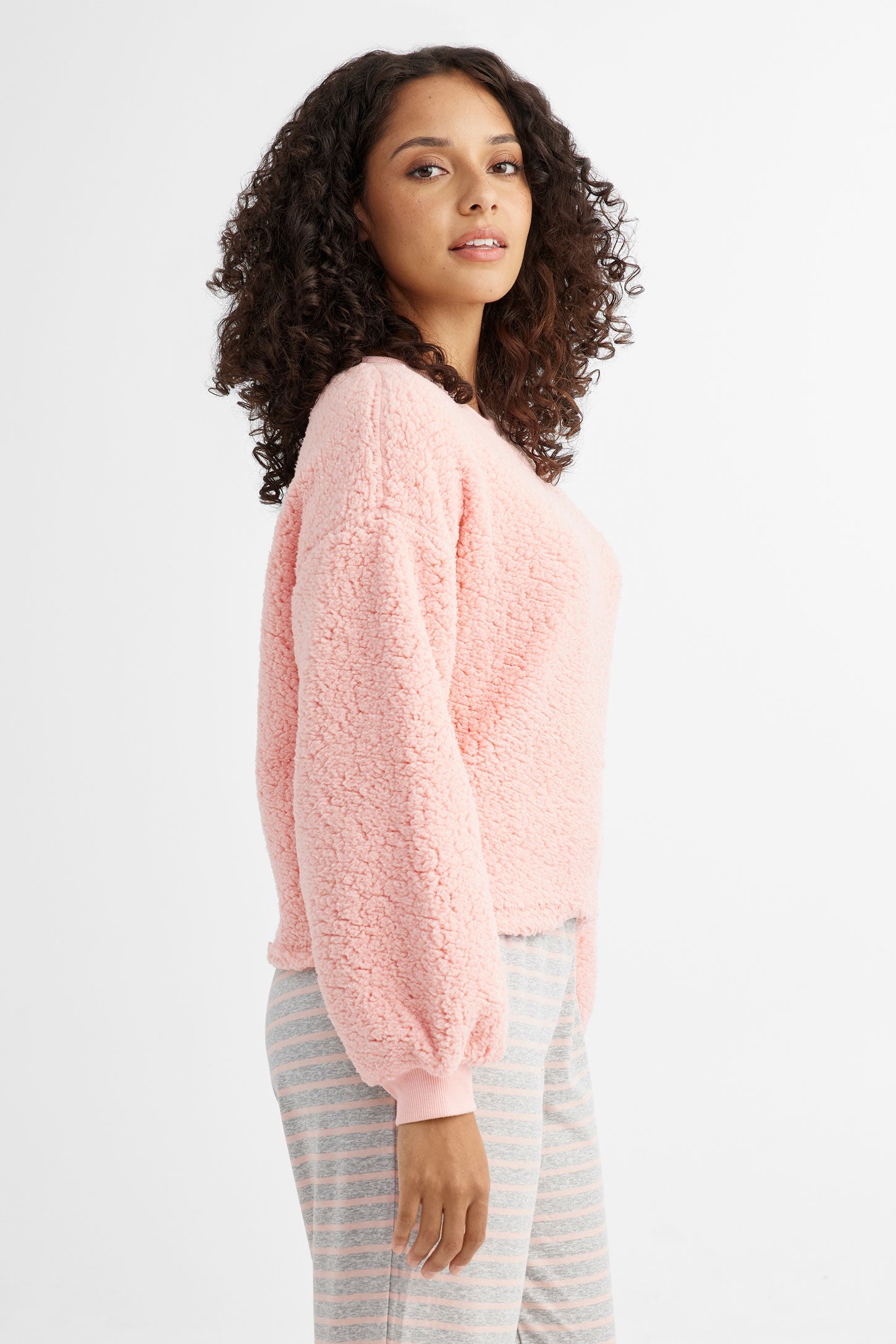 Chandail pyjama en Sherpa - Femme && ROSE PALE