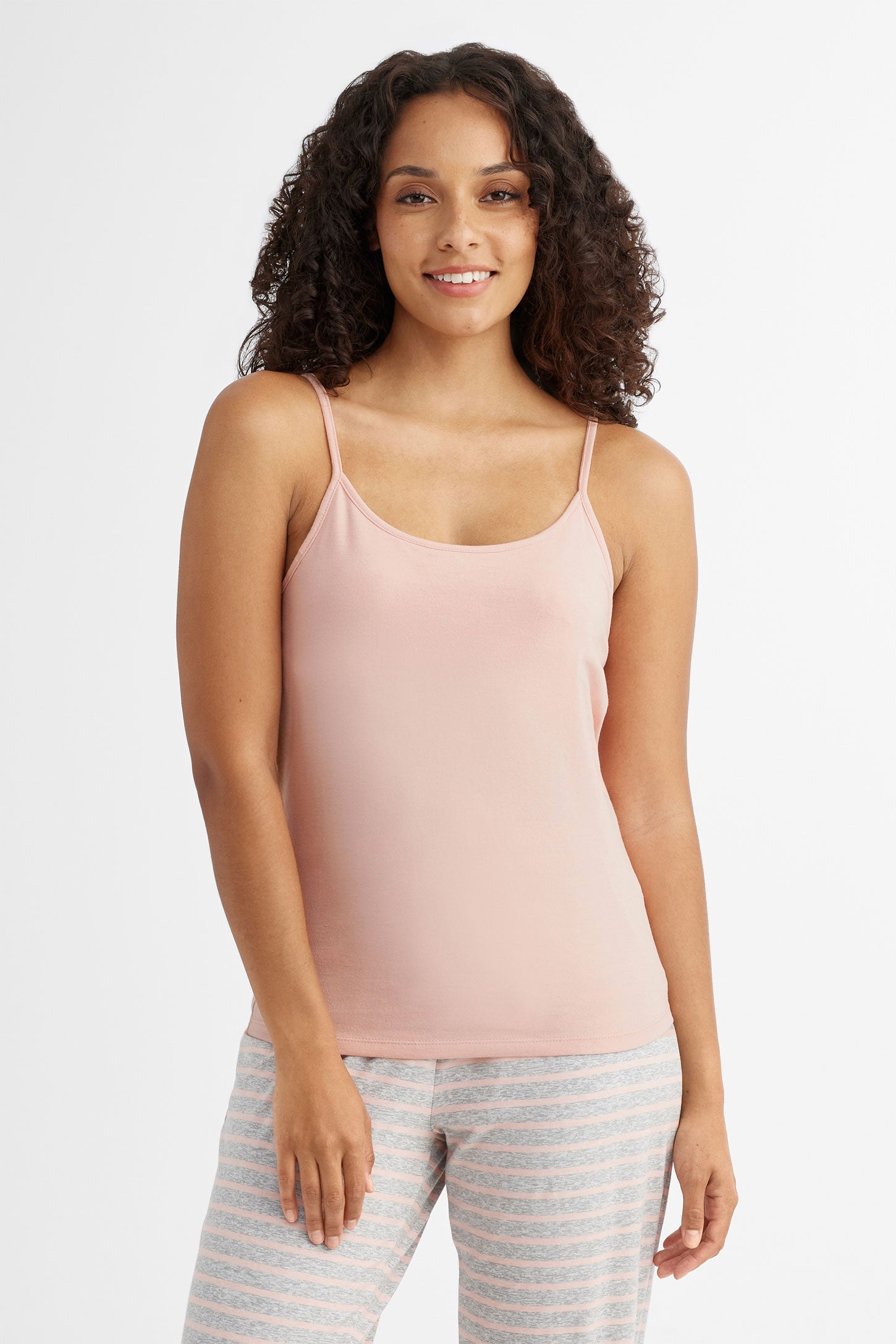 Camisole pyjama en coton - Femme && ROSE PALE