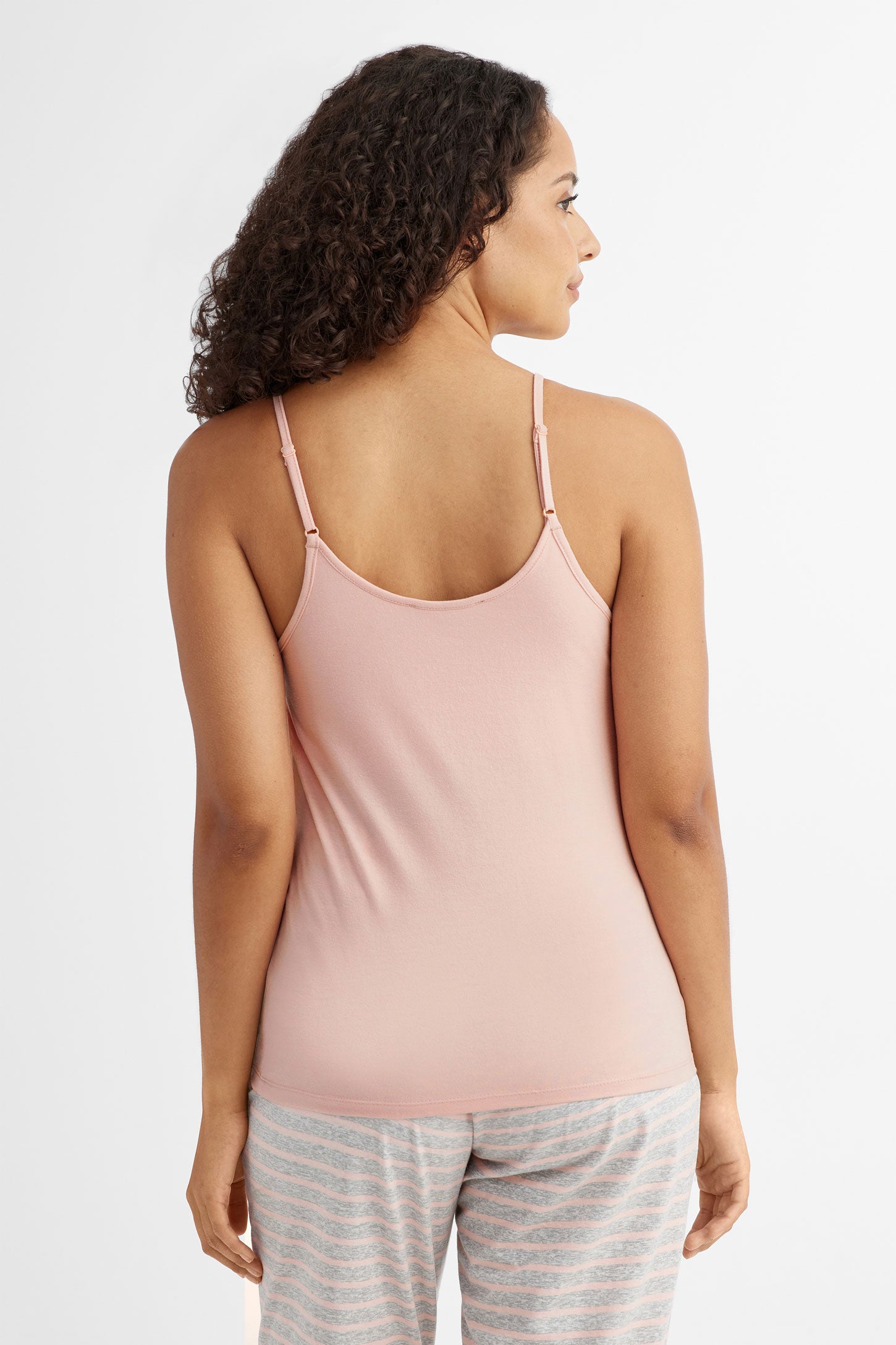 Camisole pyjama en coton - Femme && ROSE PALE