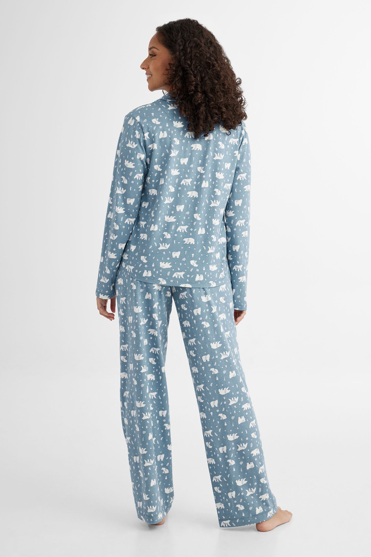 Pyjama 2-pièces en coton avec Chouchou - Femme && COMBO BLEU