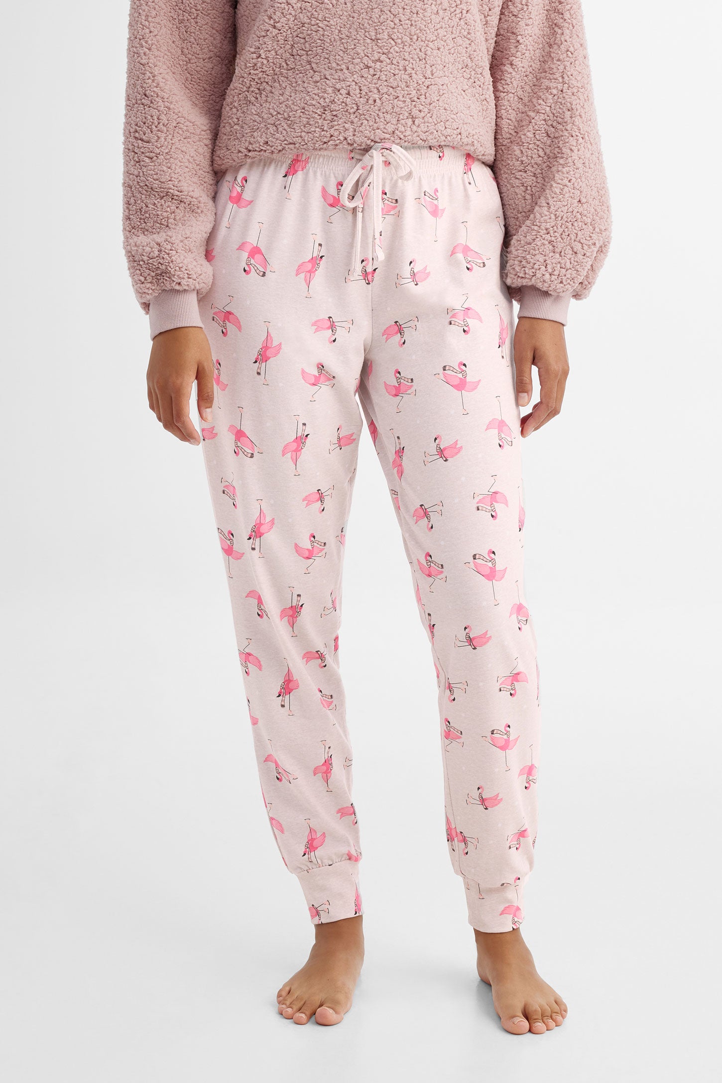 Pantalon pyjama imprimé en coton - Femme && BEIGE/MULTI