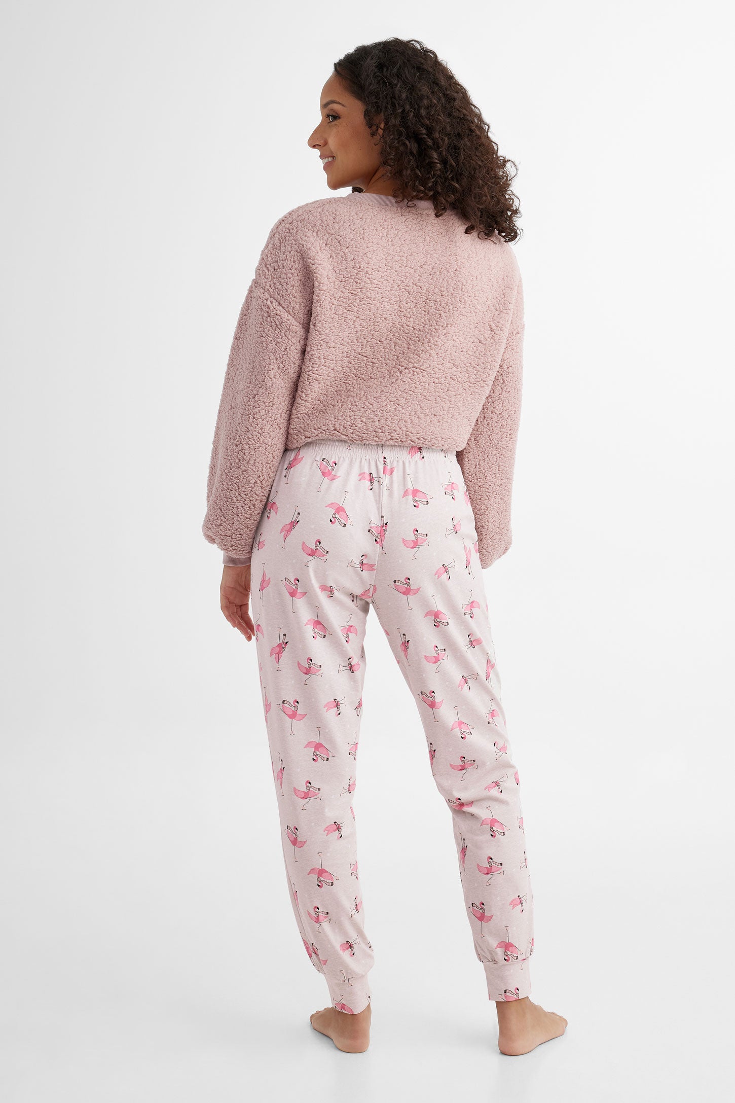 Pantalon pyjama imprimé en coton - Femme && BEIGE/MULTI