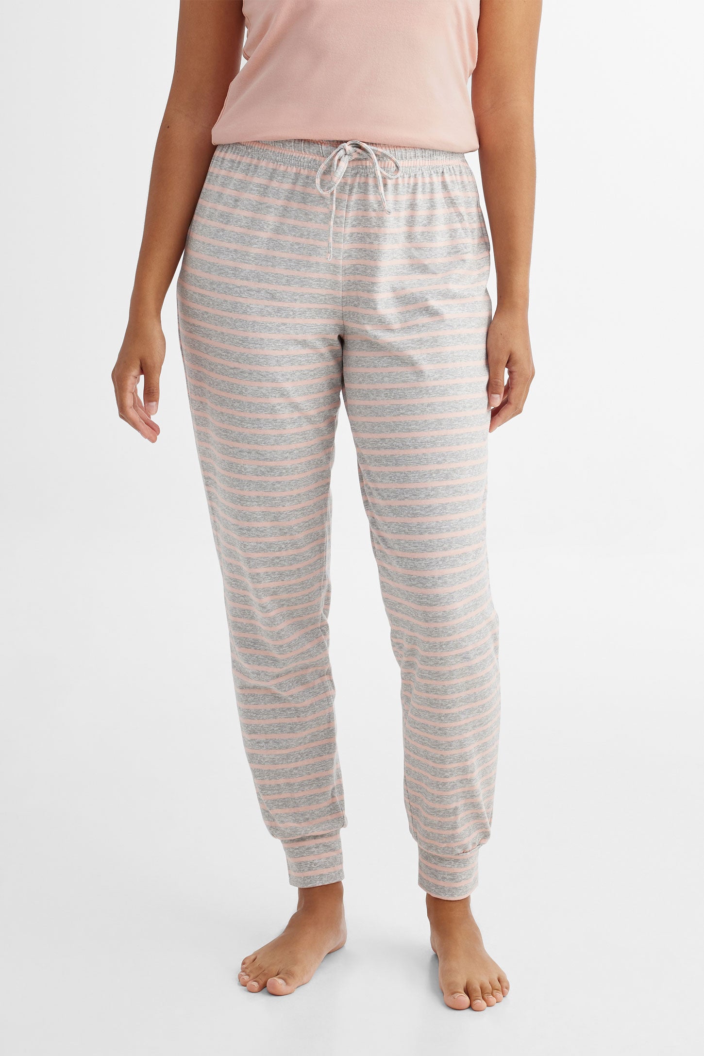 Pantalon pyjama imprimé en coton - Femme && RAYURE